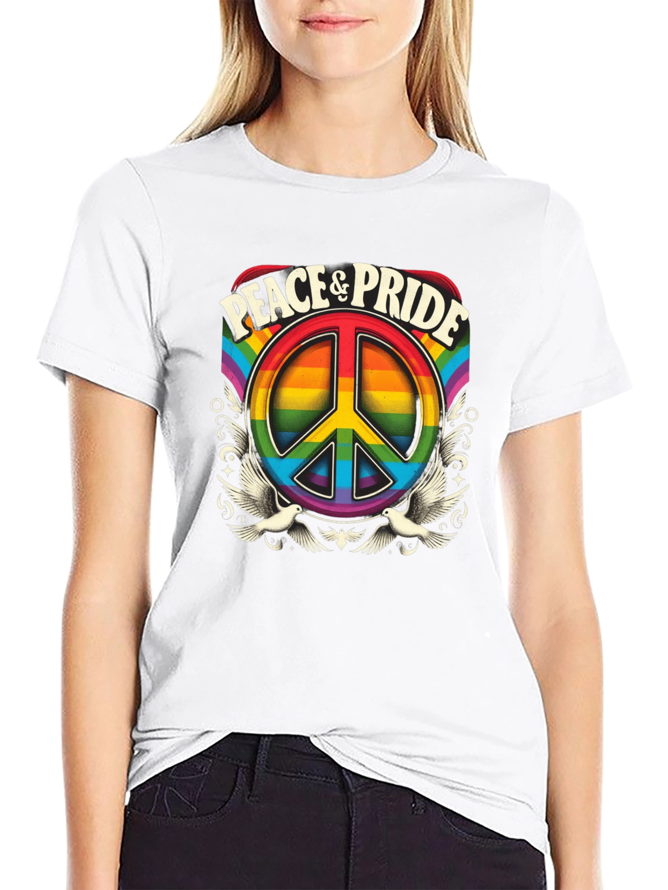 Peace & Pride Rainbow Graphic T-Shirt