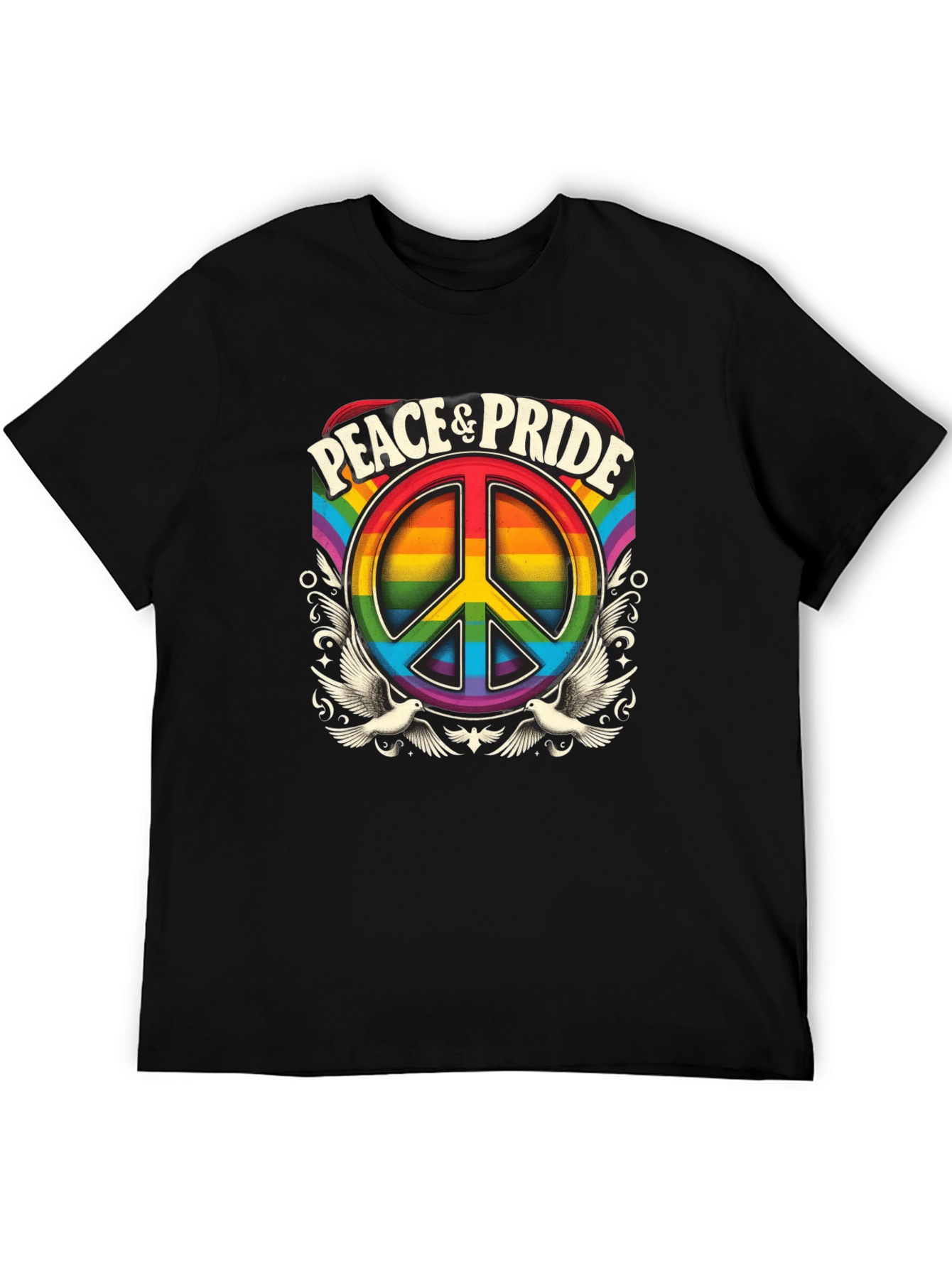 Peace & Pride Rainbow Graphic T-Shirt