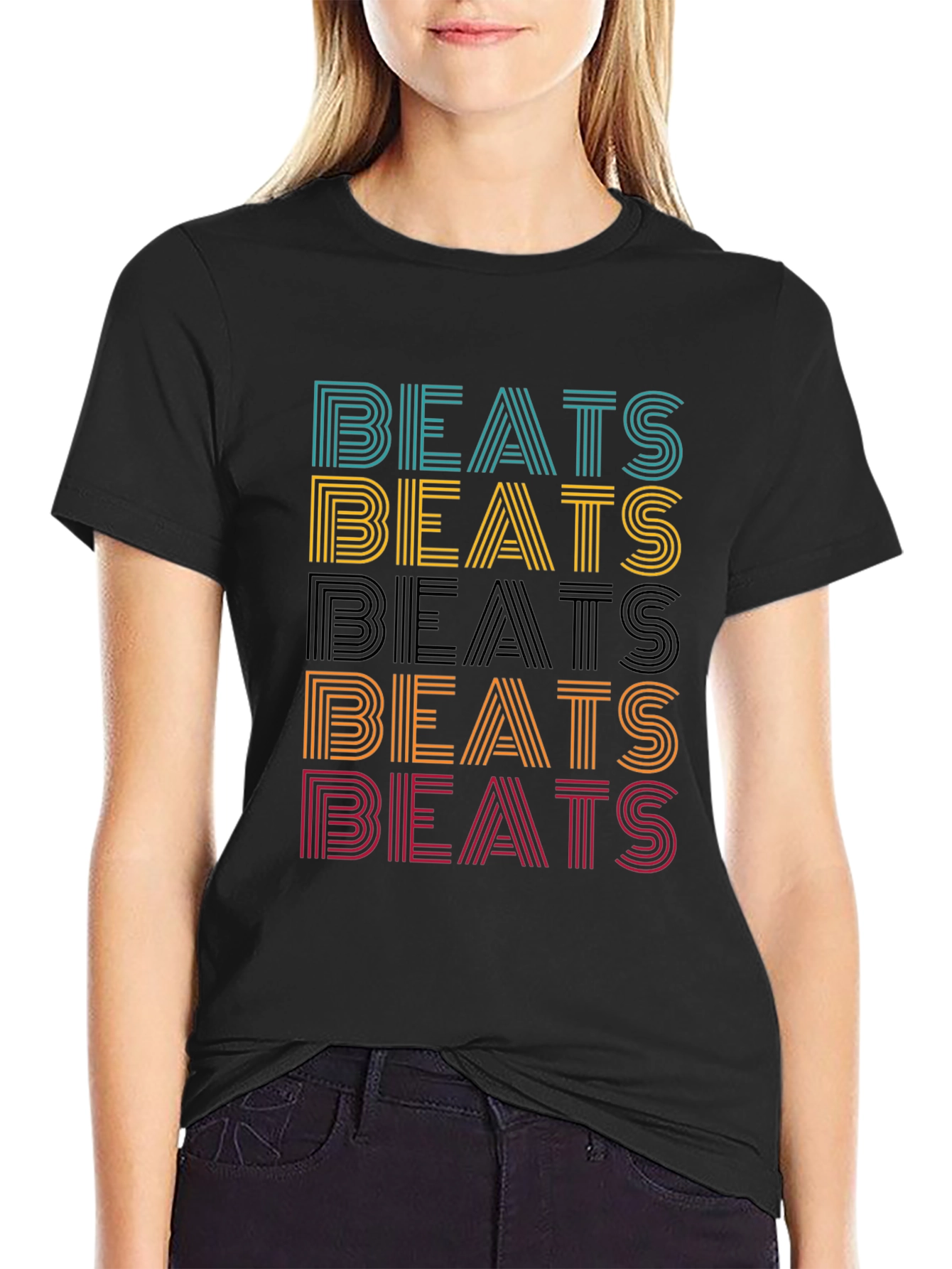 Retro Beats Graphic Tee - Mens Black Cotton T-Shirt