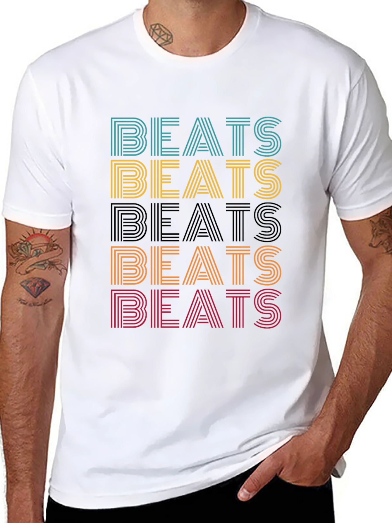 Retro Beats Graphic Tee - Mens Black Cotton T-Shirt