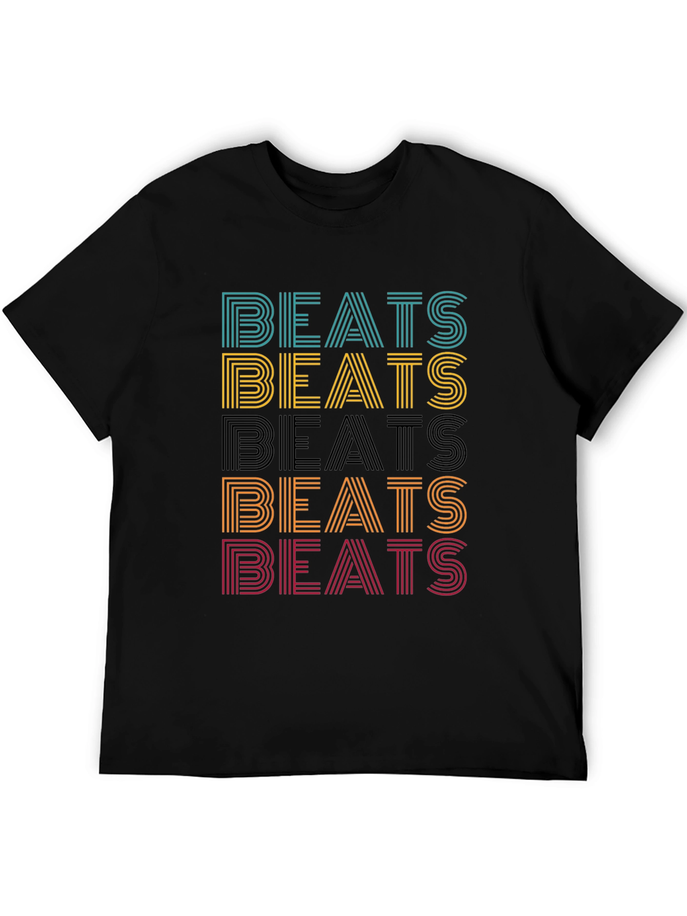 Retro Beats Graphic Tee - Mens Black Cotton T-Shirt