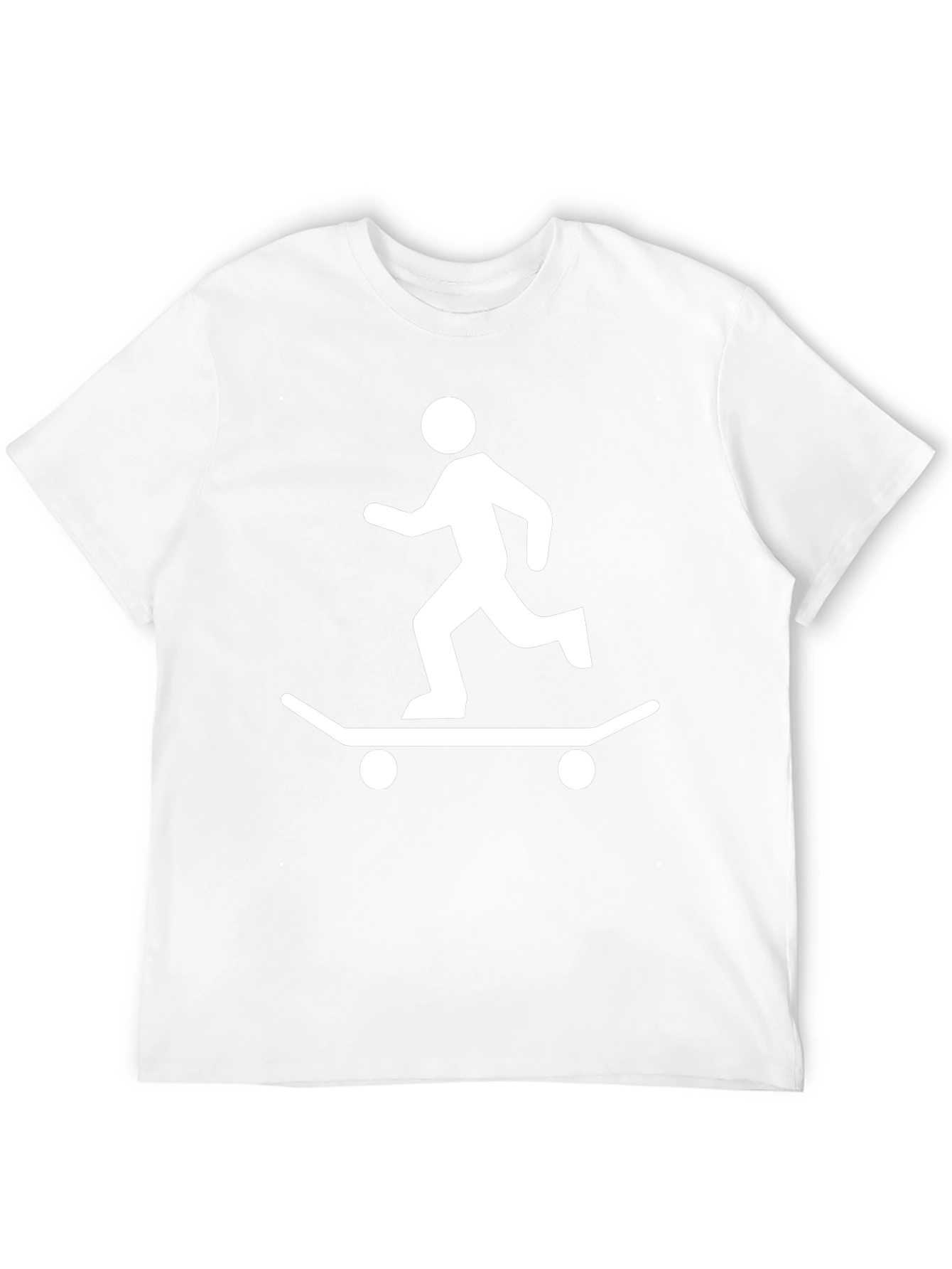 Skateboarding Stick Figure Graphic Tee - Black Cotton Blend