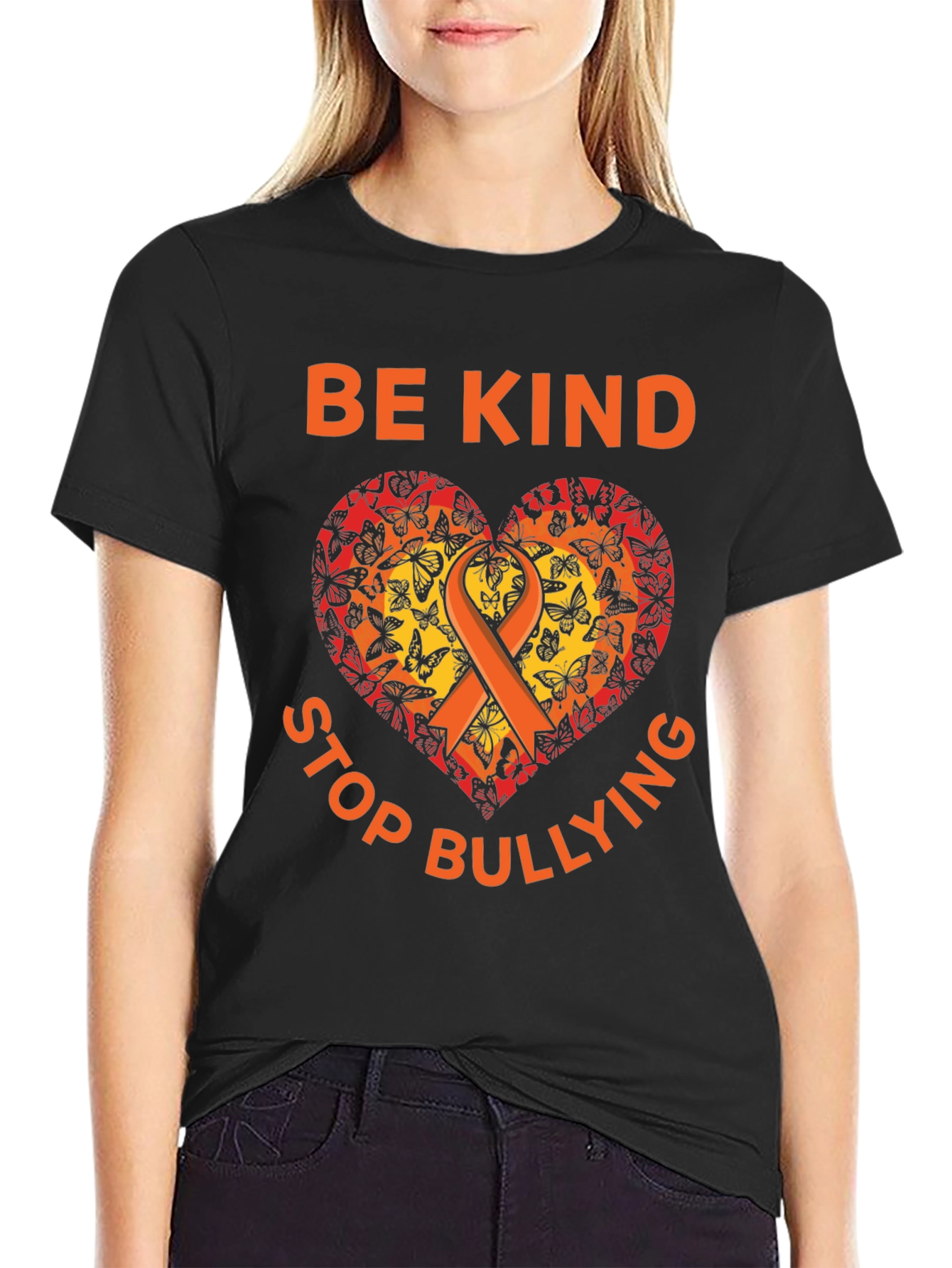 Be Kind Stop Bullying Butterfly Heart T-Shirt