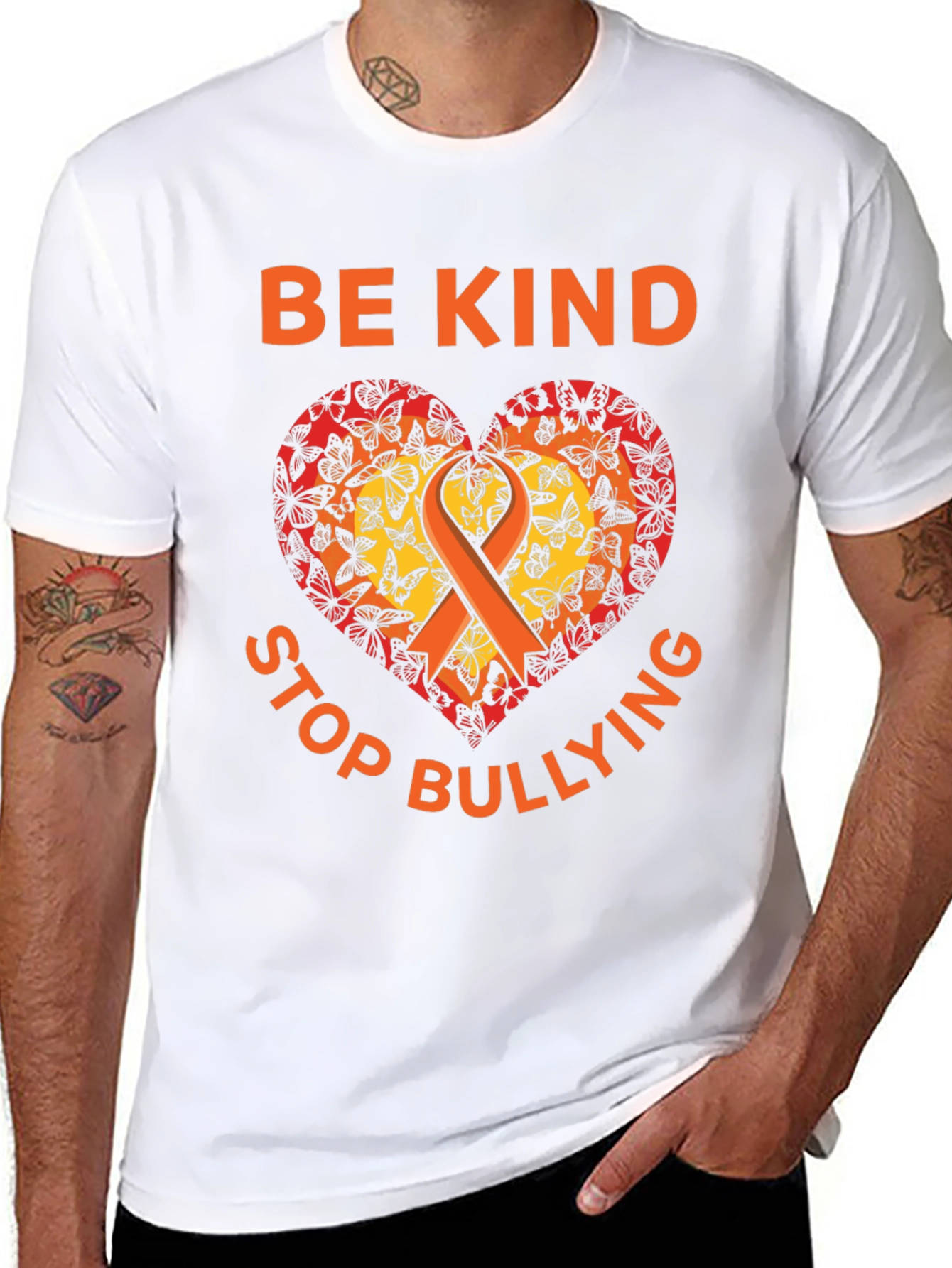 Be Kind Stop Bullying Butterfly Heart T-Shirt