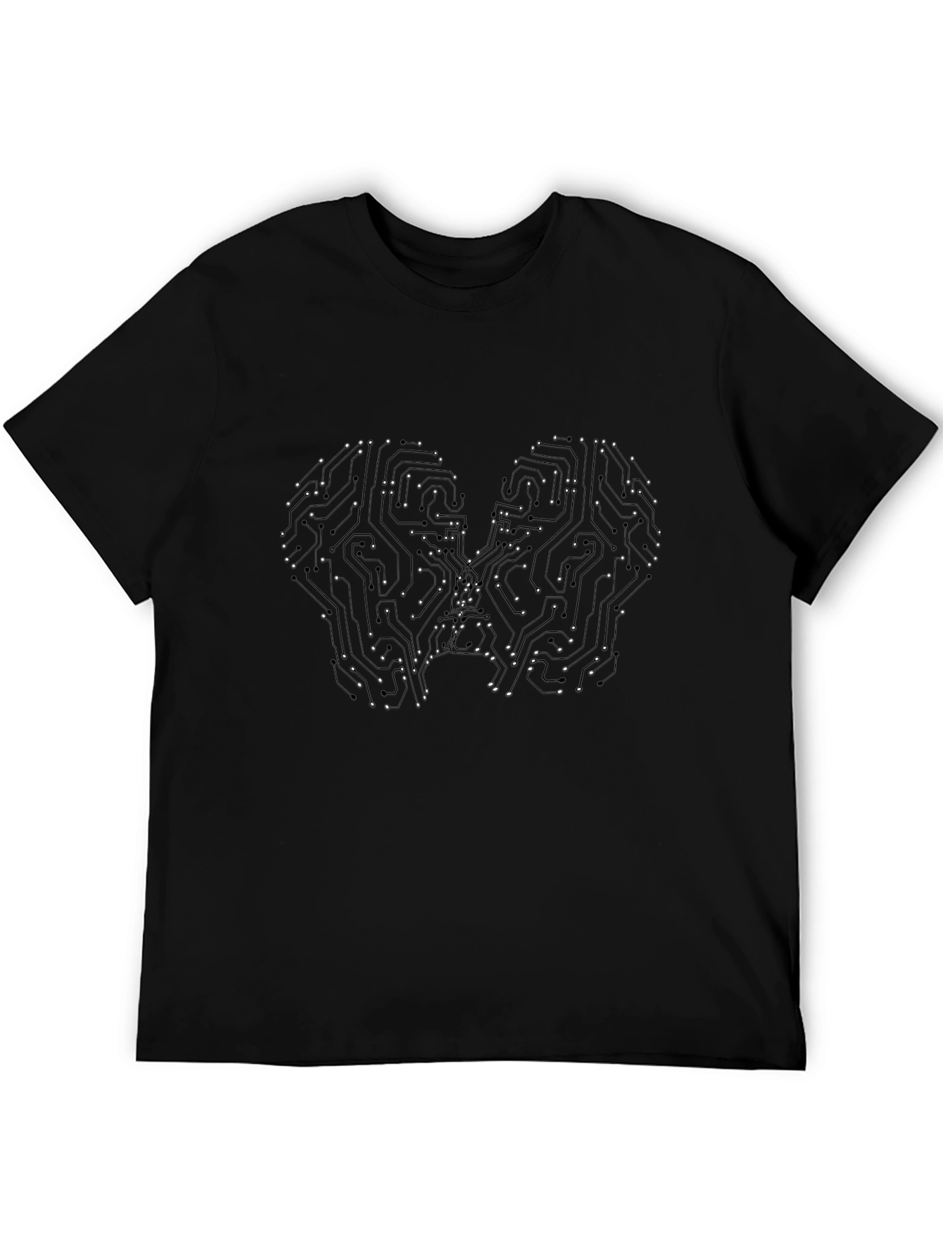 Circuit Brain Graphic Tee - Black Casual T-Shirt