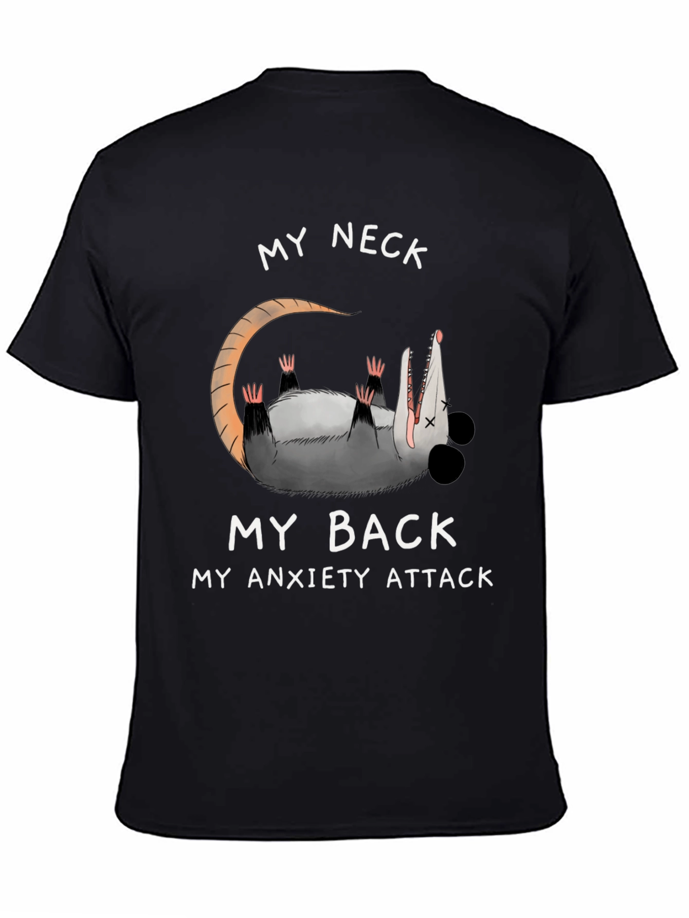 Anxiety Attack Opossum Graphic Tee - Funny & Relatable!