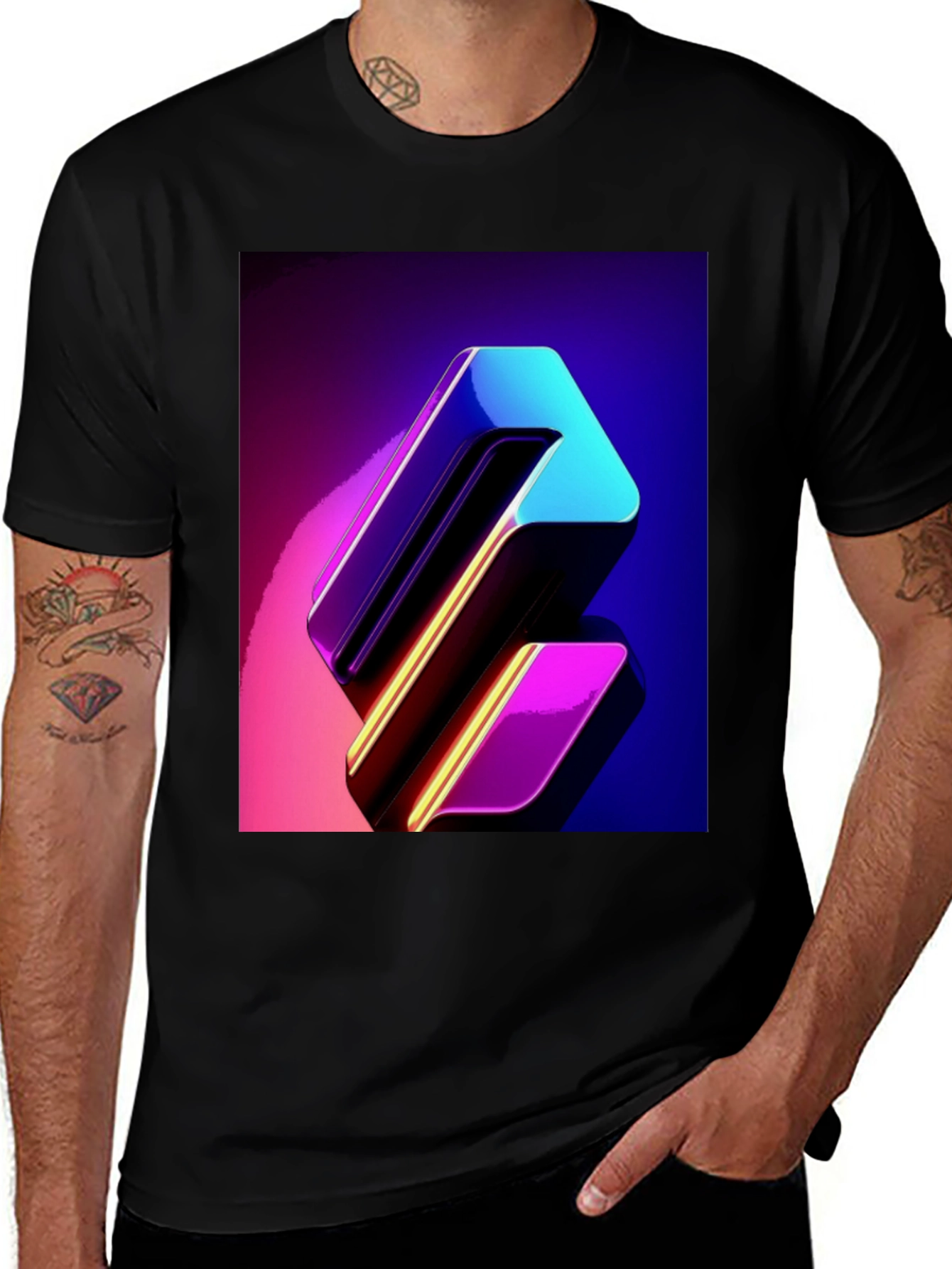Stylish Black Tee with Abstract Design