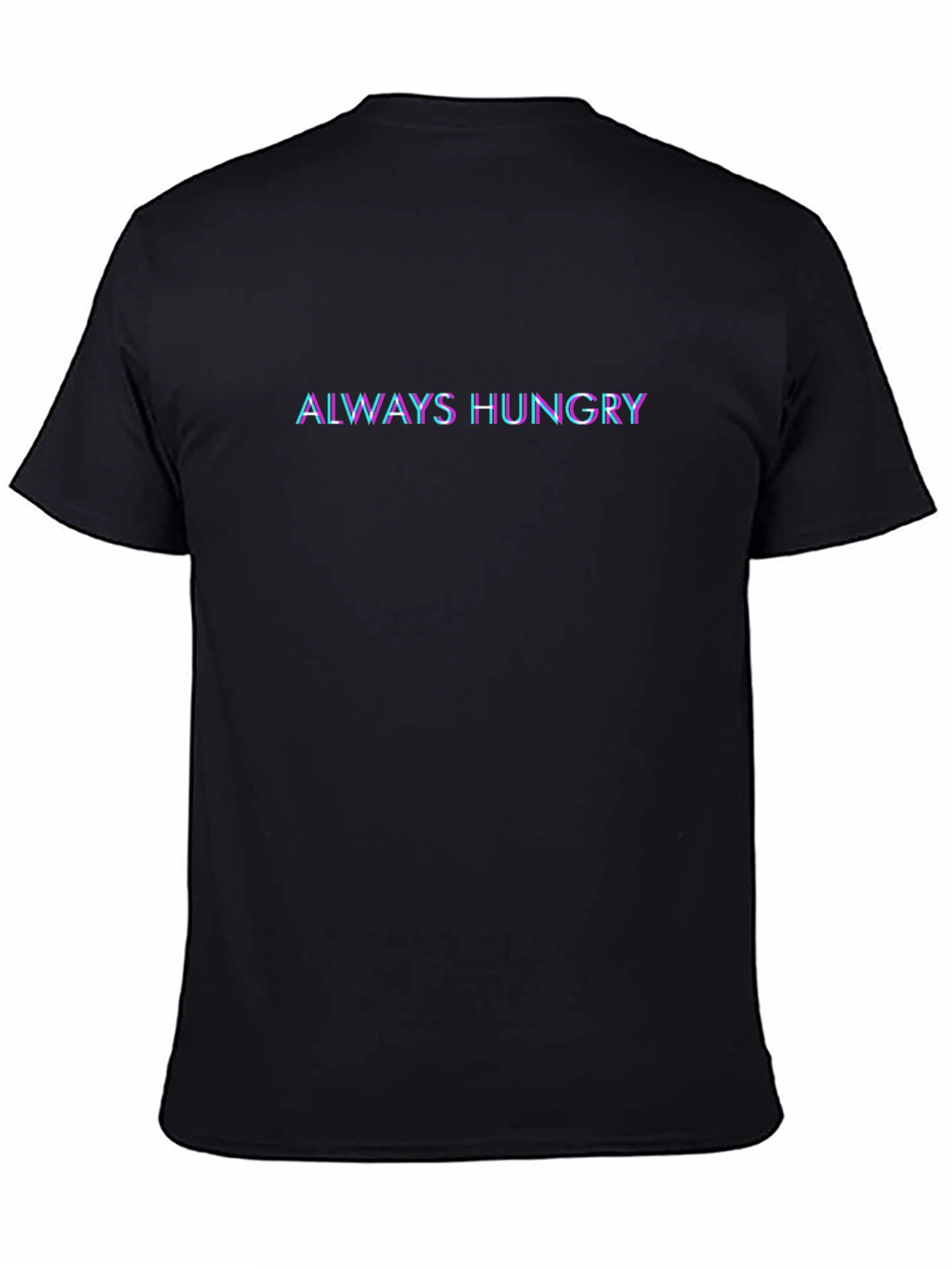 Always Hungry Glitch Effect Black T-Shirt