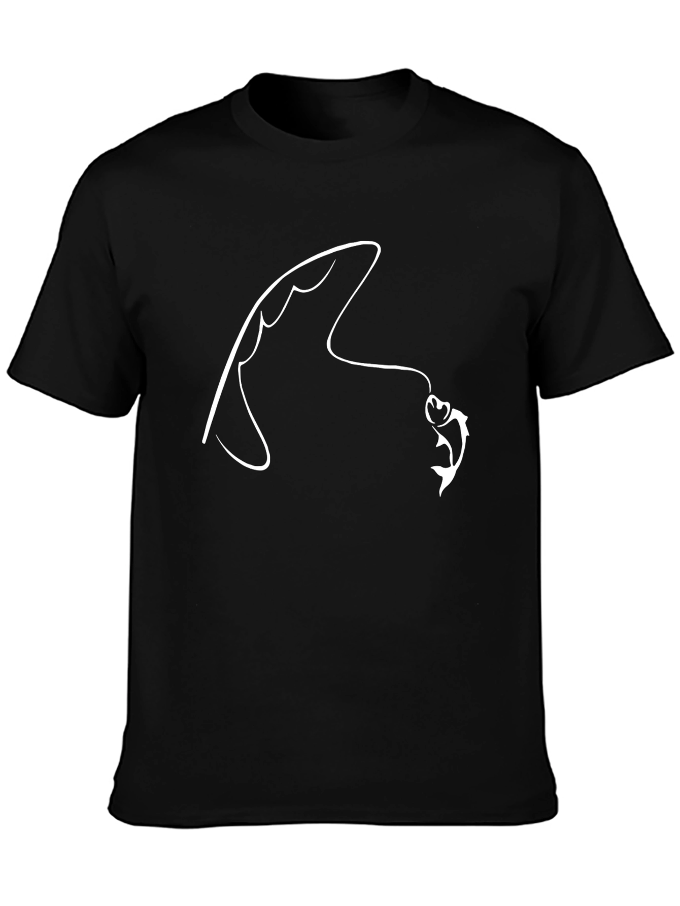 Fishing Hook Graphic Tee - Black Cotton T-Shirt