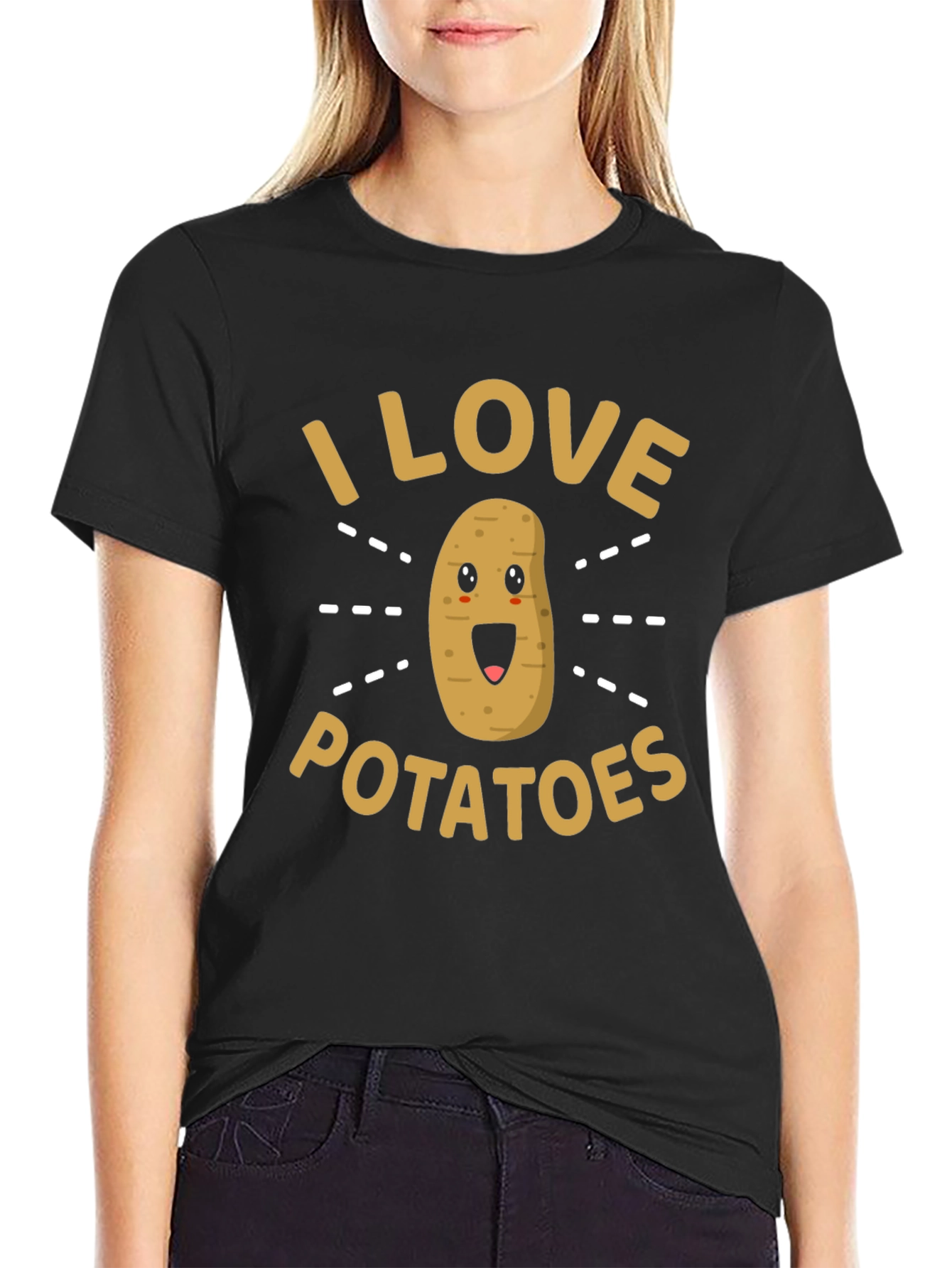 I Love Potatoes Funny Graphic T-Shirt