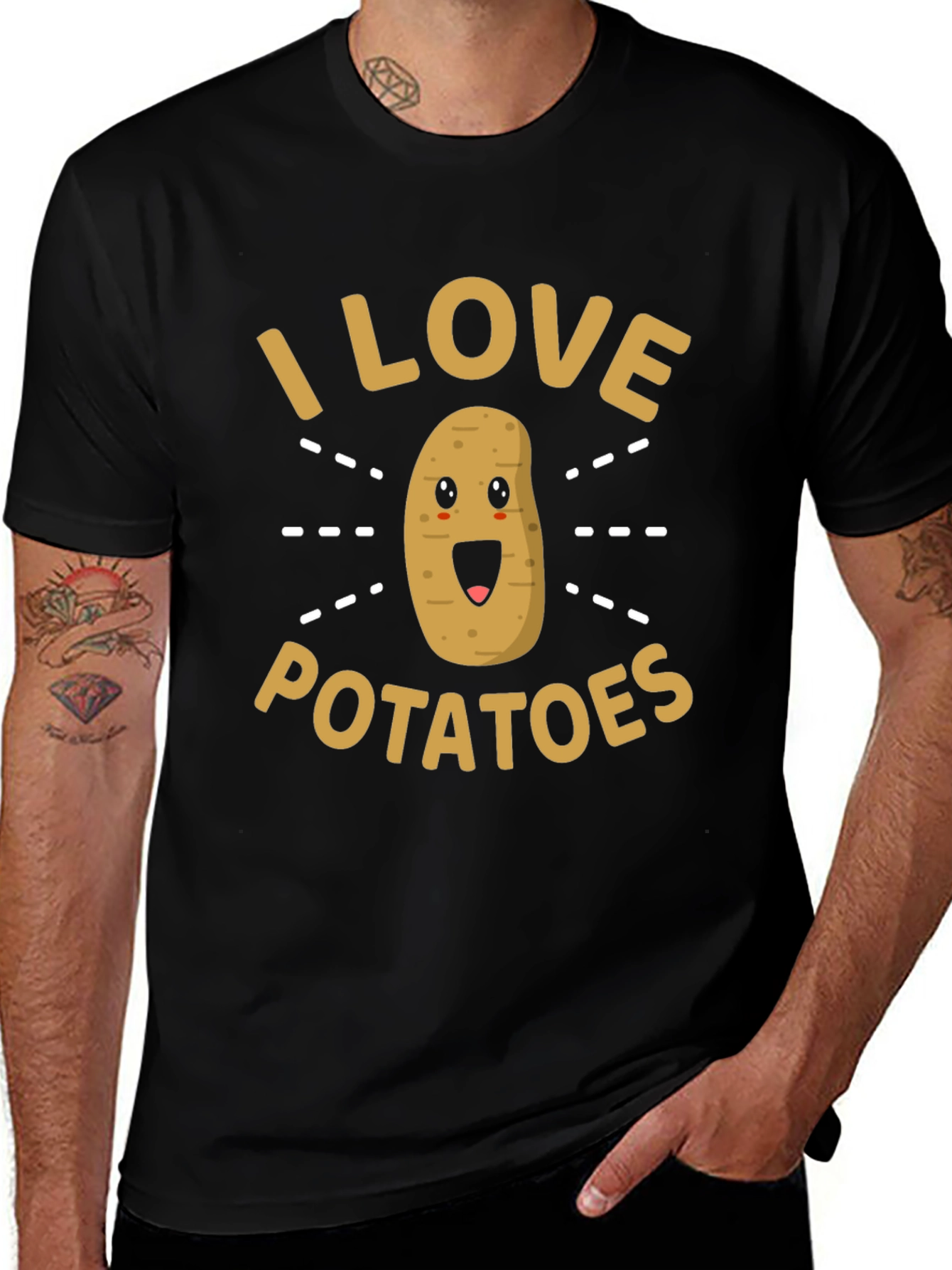 I Love Potatoes Funny Graphic T-Shirt