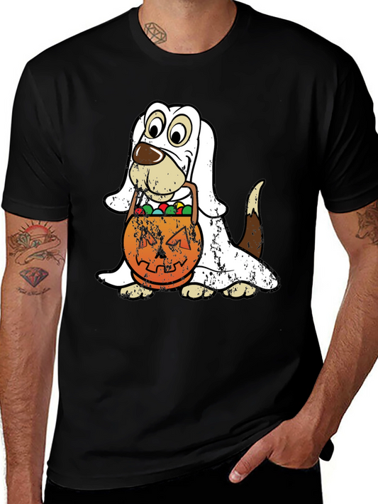 Halloween Dog Ghost T-Shirt Pumpkin Candy