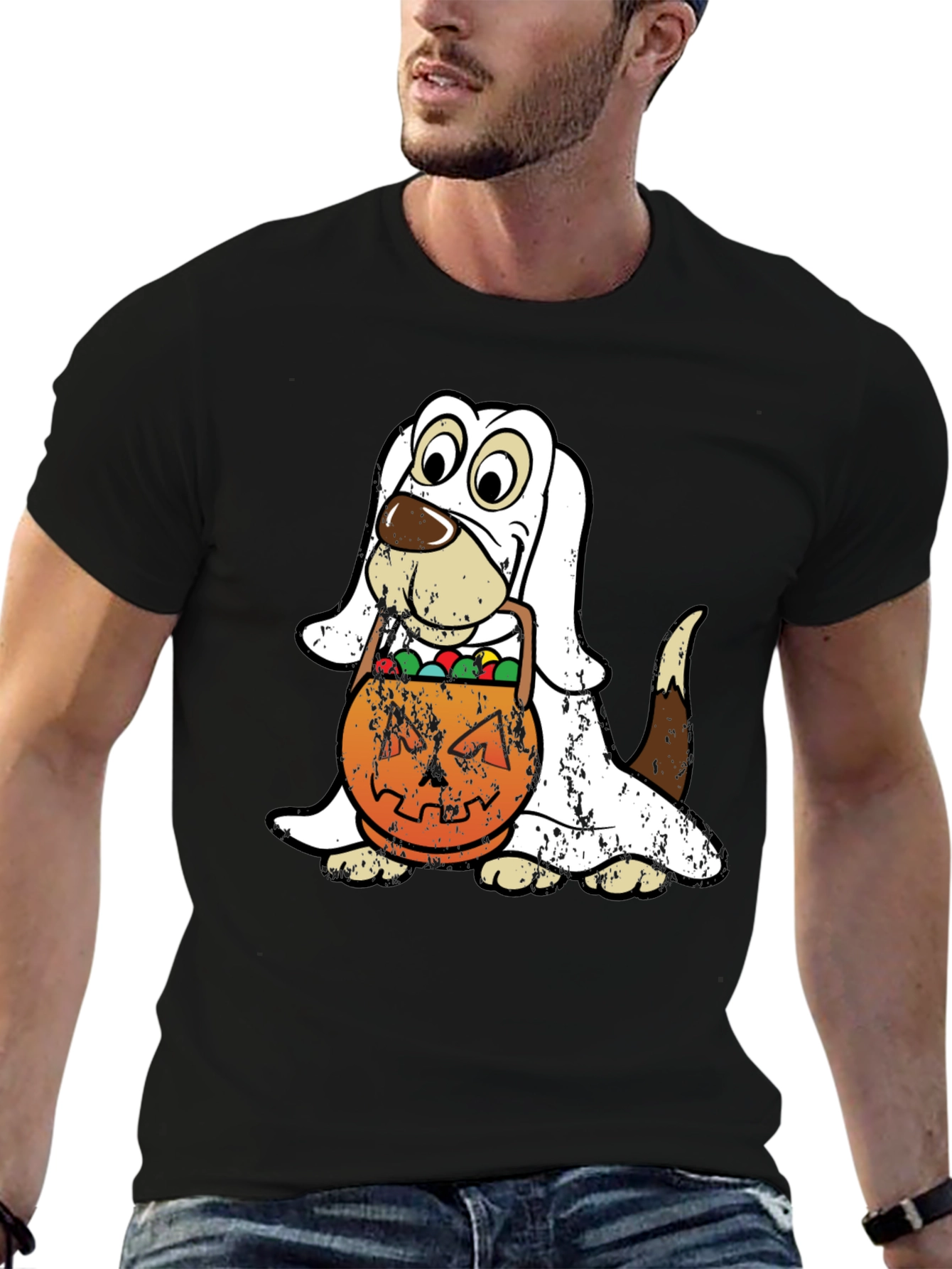 Halloween Dog Ghost T-Shirt Pumpkin Candy