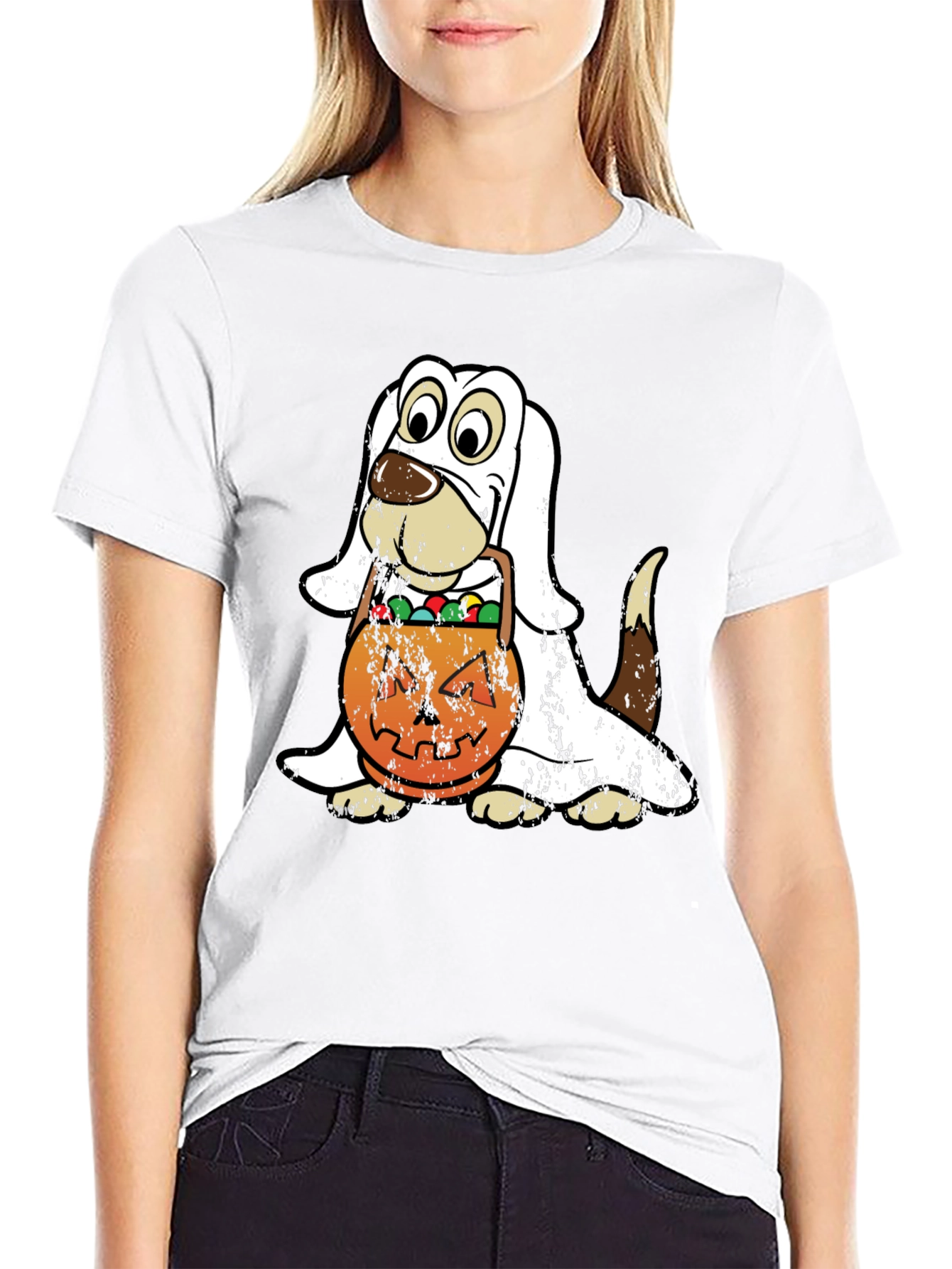 Halloween Dog Ghost T-Shirt Pumpkin Candy