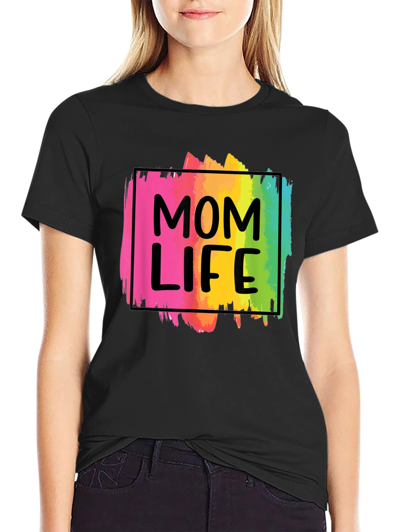 Mom Life Rainbow Graphic Tee