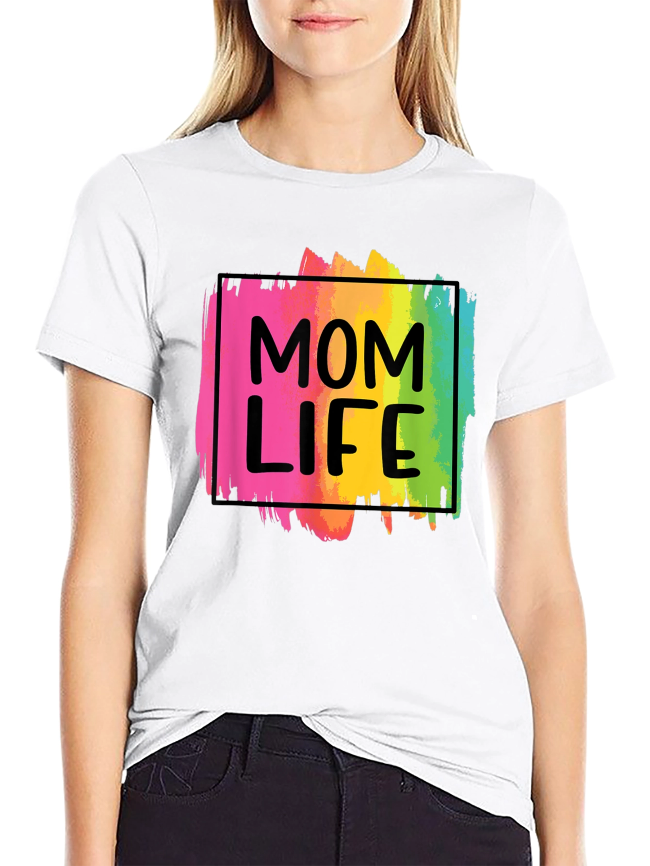 Mom Life Rainbow Graphic Tee