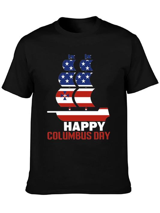 Happy Columbus Day T-Shirt - American Flag Ship