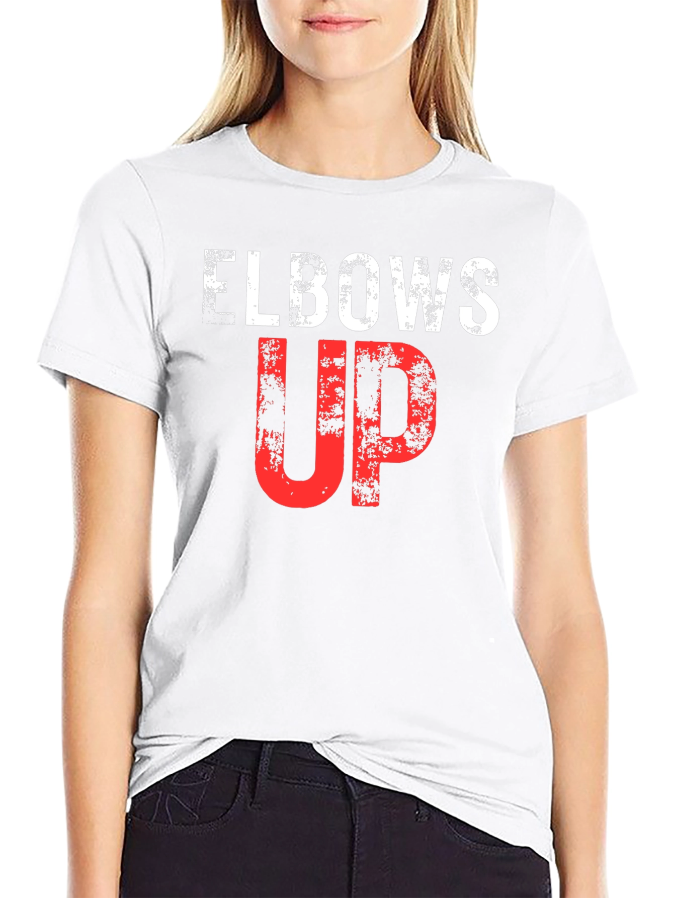 Elbows Up Graphic Print Tee - Athletic Style
