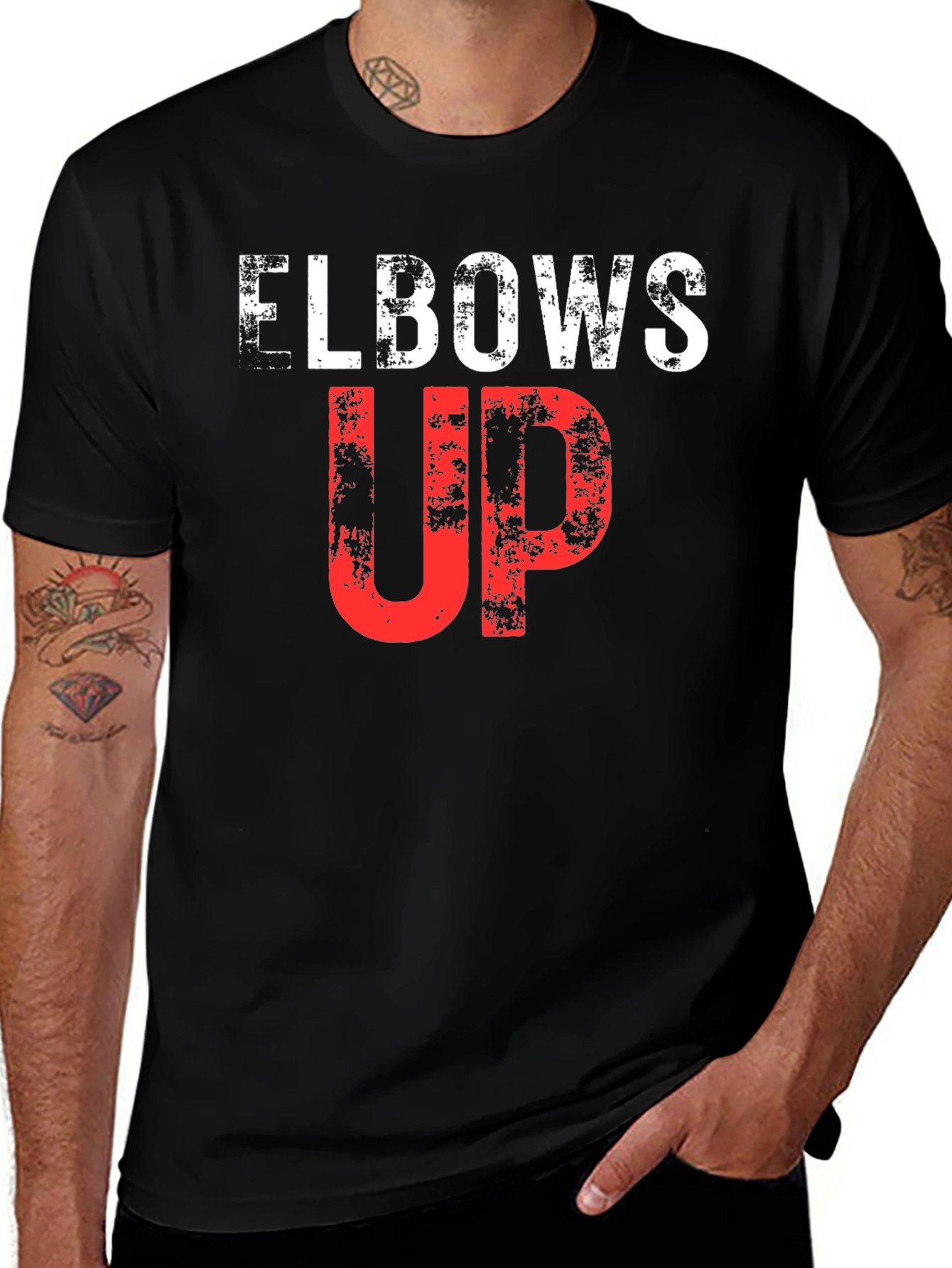 Elbows Up Graphic Print Tee - Athletic Style