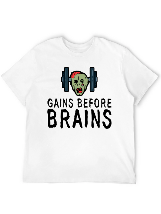 Gains Before Brains Zombie Workout T-Shirt