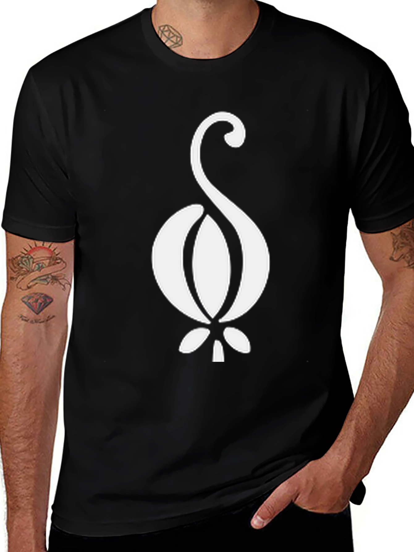 Symbol Graphic Print Black Cotton T-Shirt