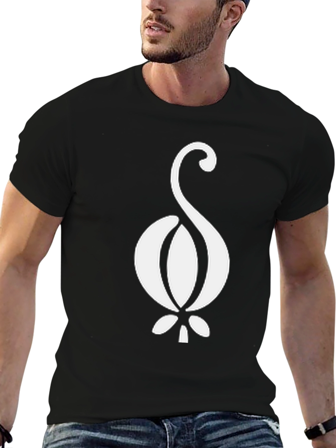 Symbol Graphic Print Black Cotton T-Shirt