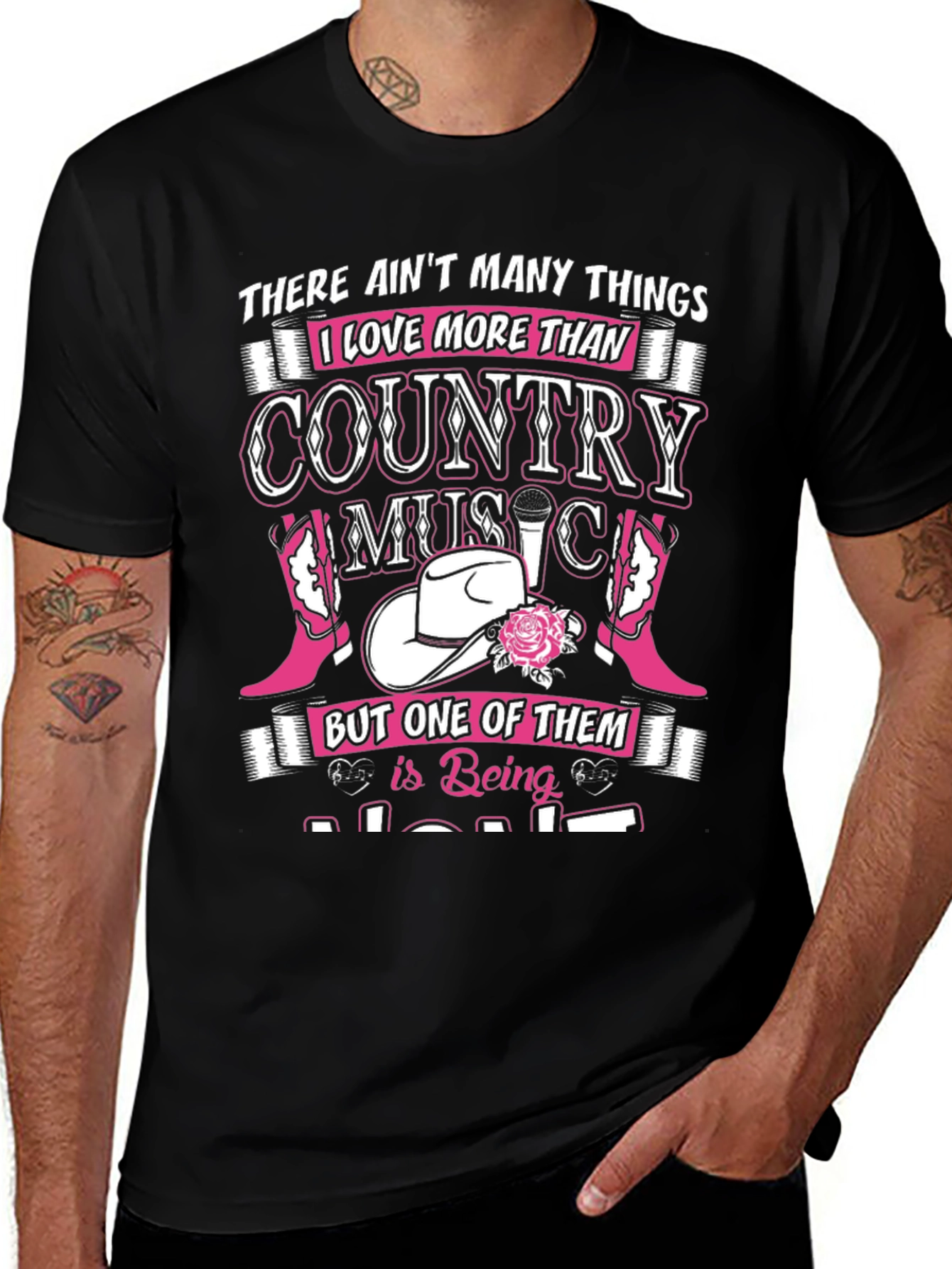 Country Music Lover Black Graphic Tee Shirt