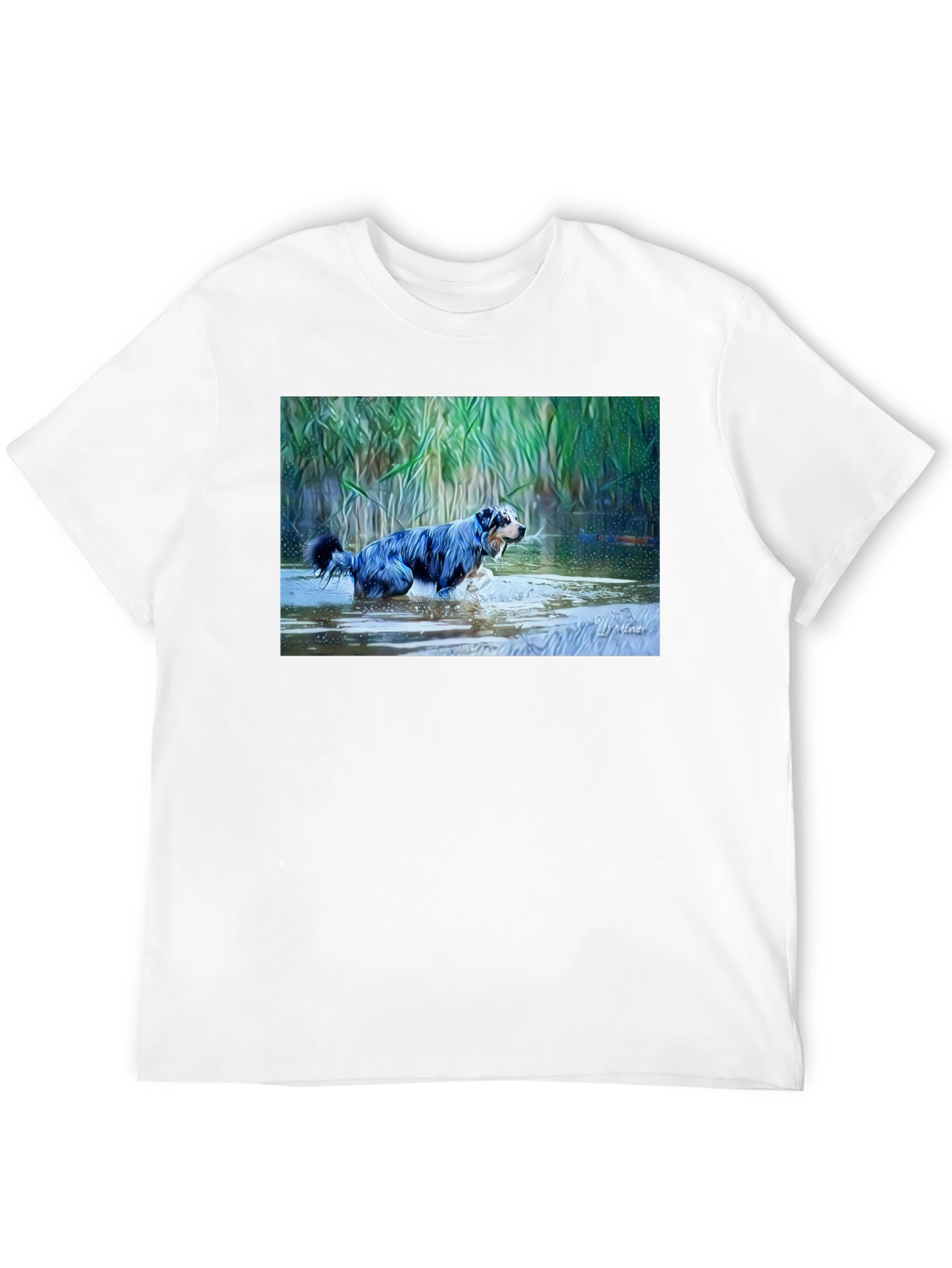 Dog in Water Graphic Tee - Mens Black T-Shirt