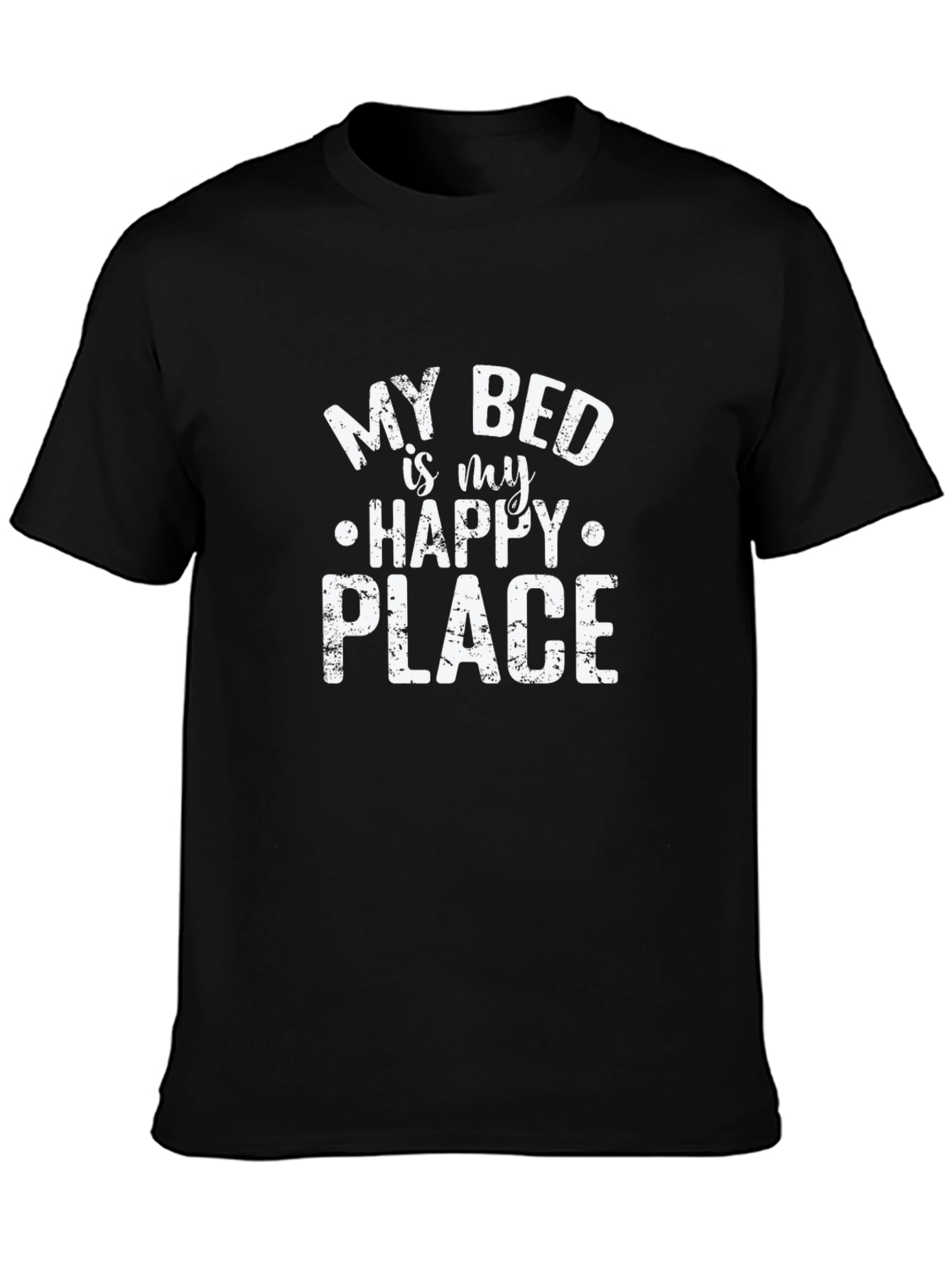 My Bed is My Happy Place Black Graphic Tee