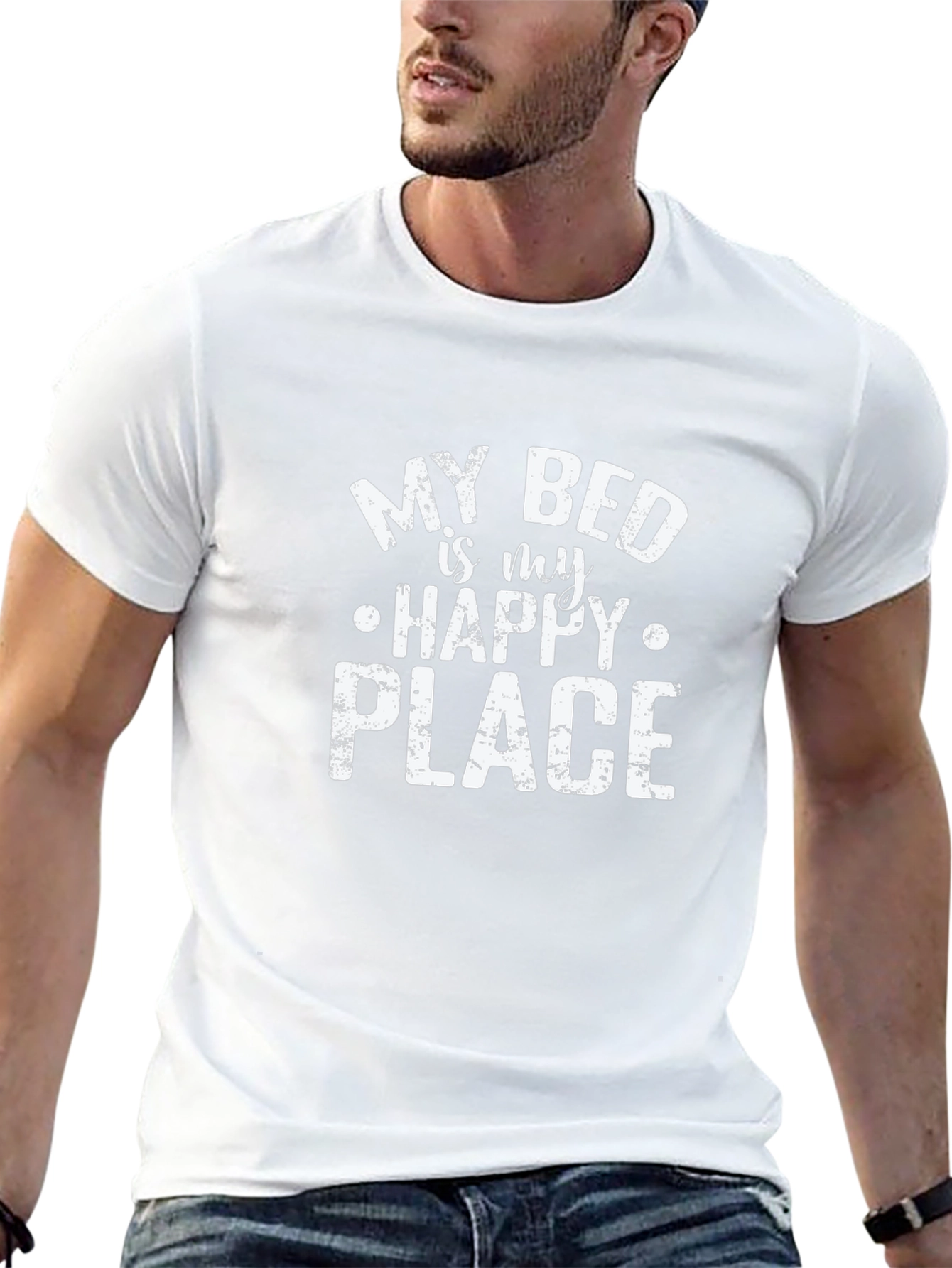 My Bed is My Happy Place Black Graphic Tee