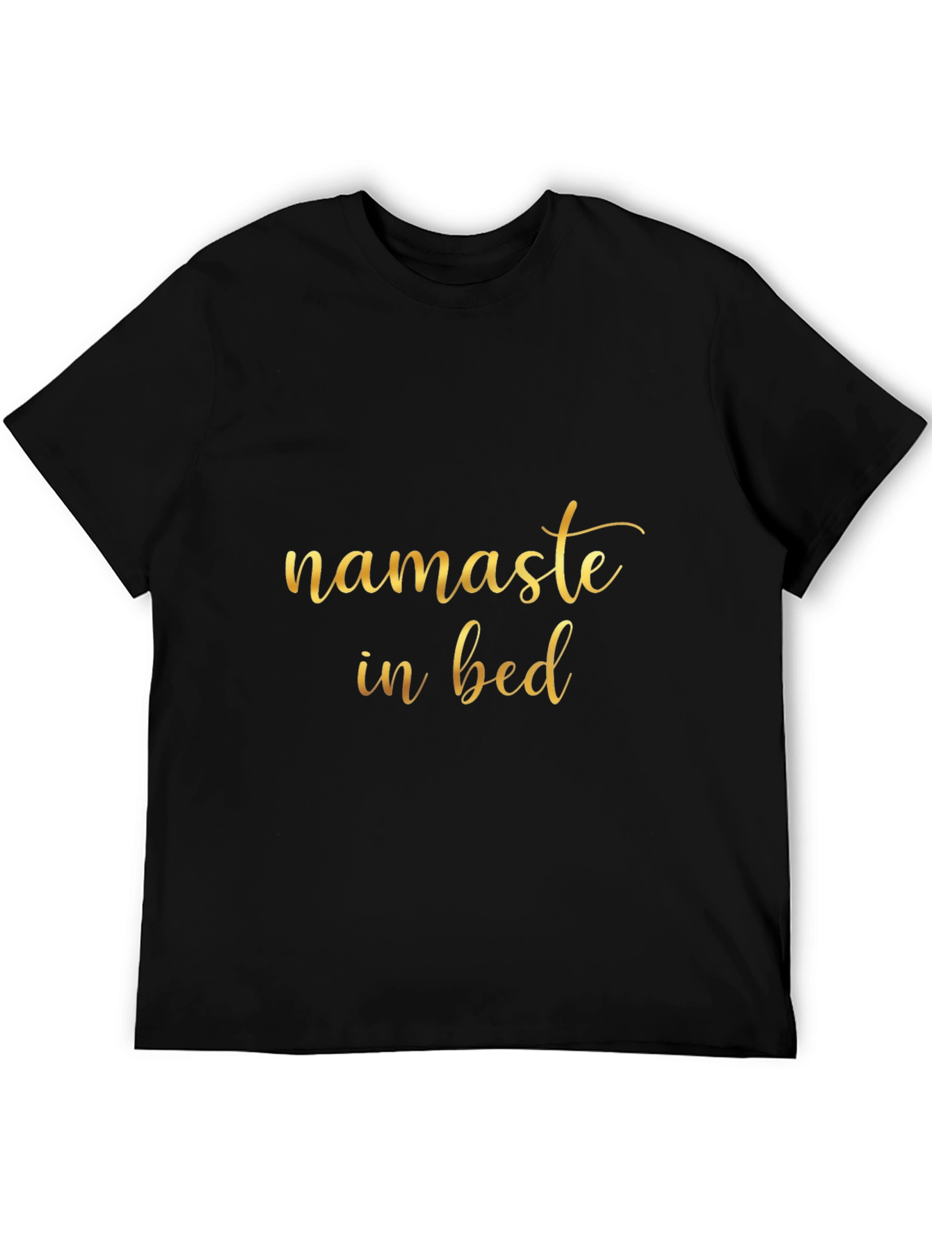 Namaste In Bed Graphic Tee - Black Cotton T-Shirt