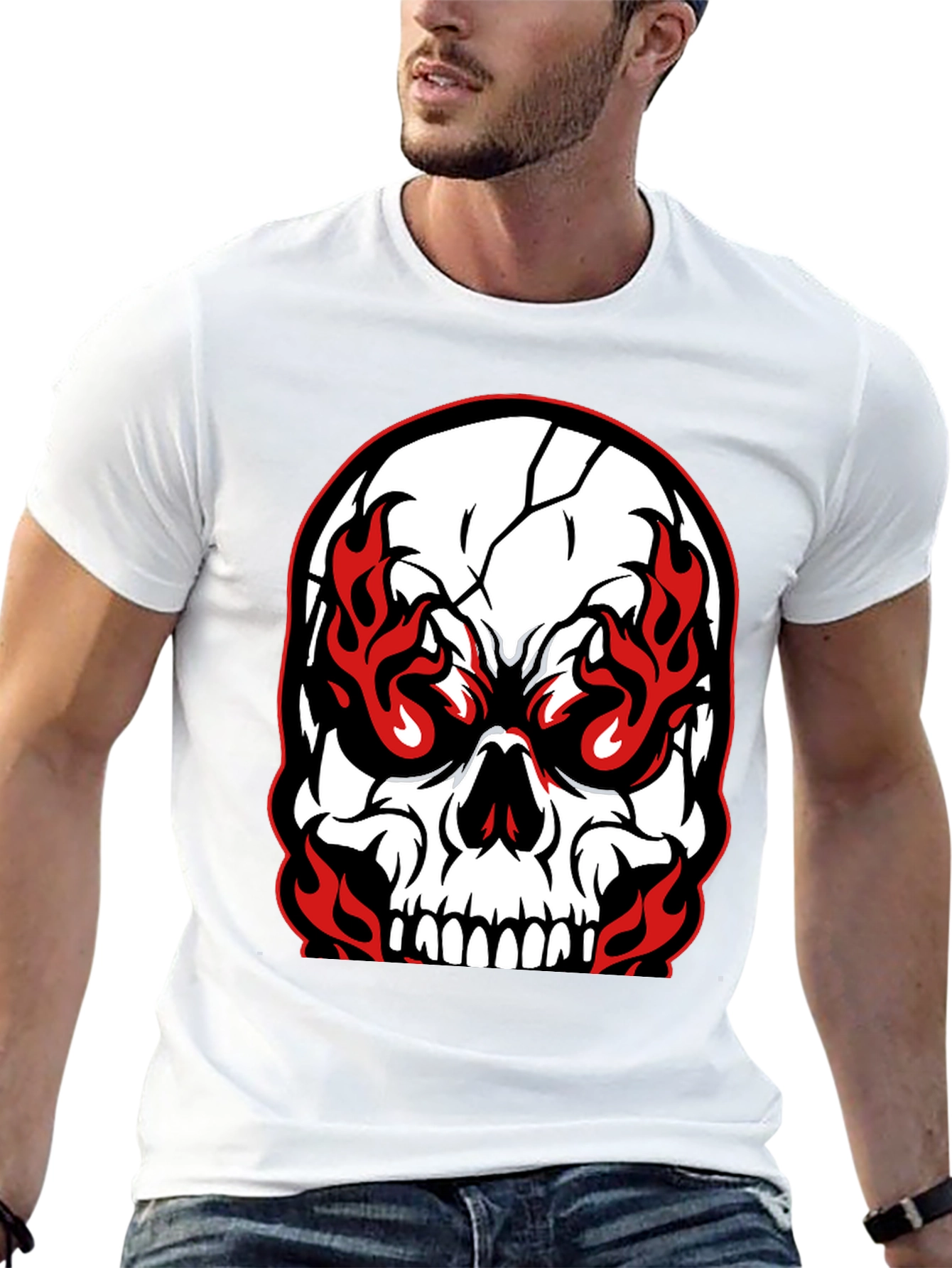 Fiery Skull Graphic T-Shirt