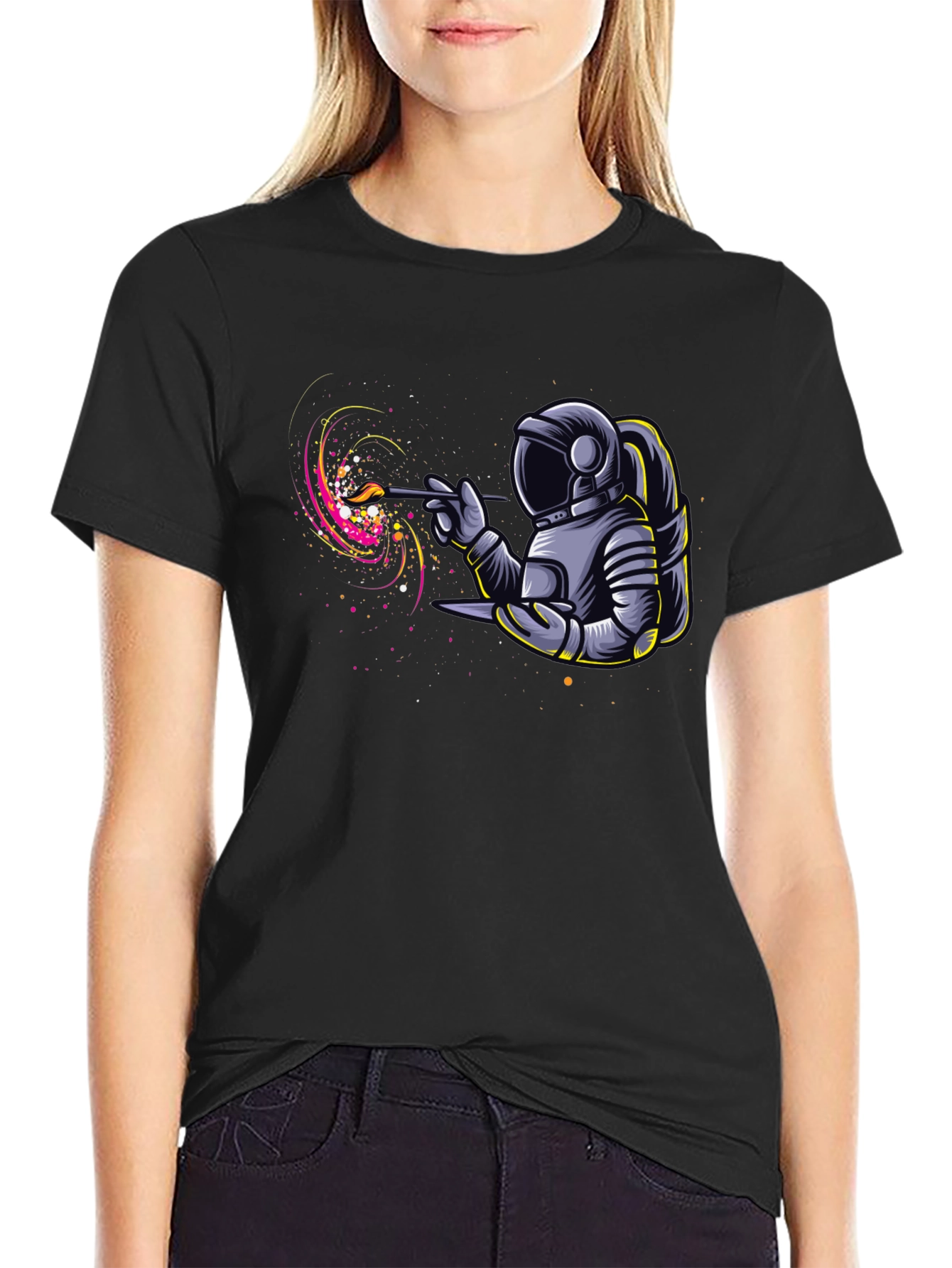 Astronaut Painter Graphic T-Shirt - Unique Design