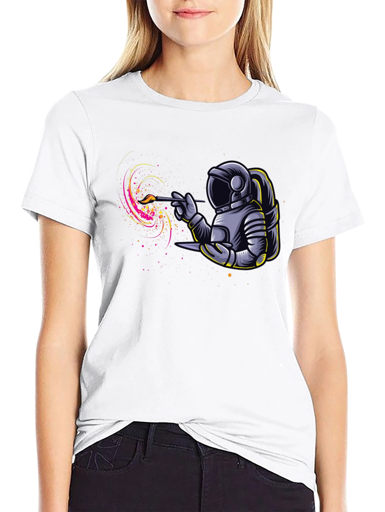 Astronaut Painter Graphic T-Shirt - Unique Design