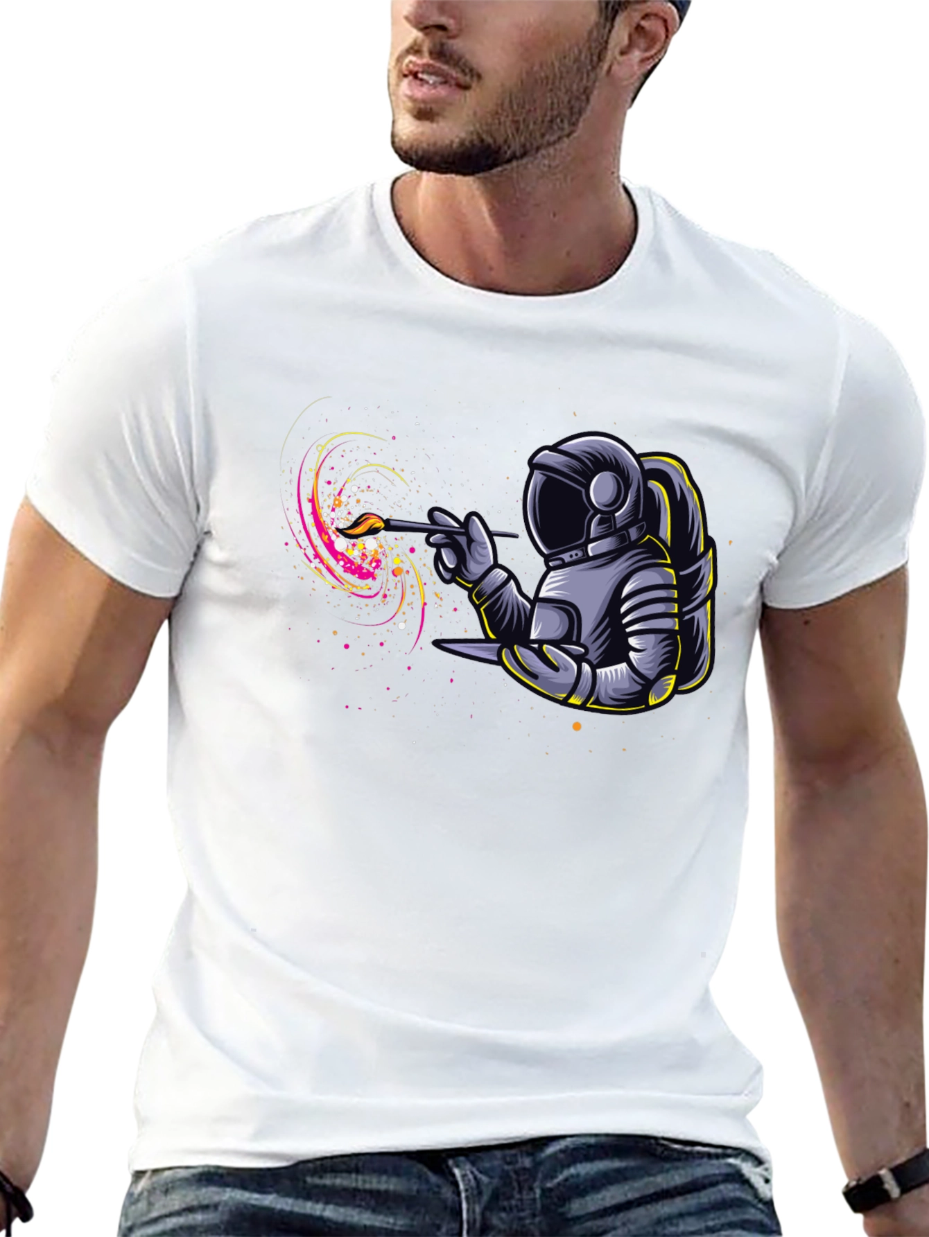 Astronaut Painter Graphic T-Shirt - Unique Design