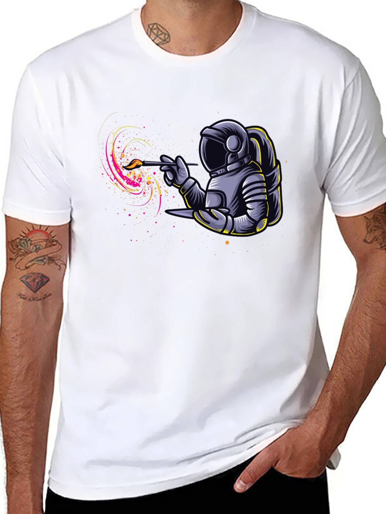 Astronaut Painter Graphic T-Shirt - Unique Design