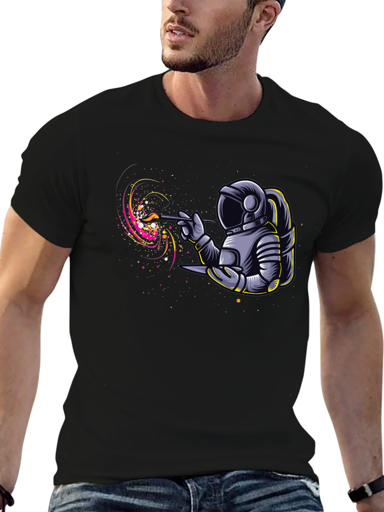 Astronaut Painter Graphic T-Shirt - Unique Design