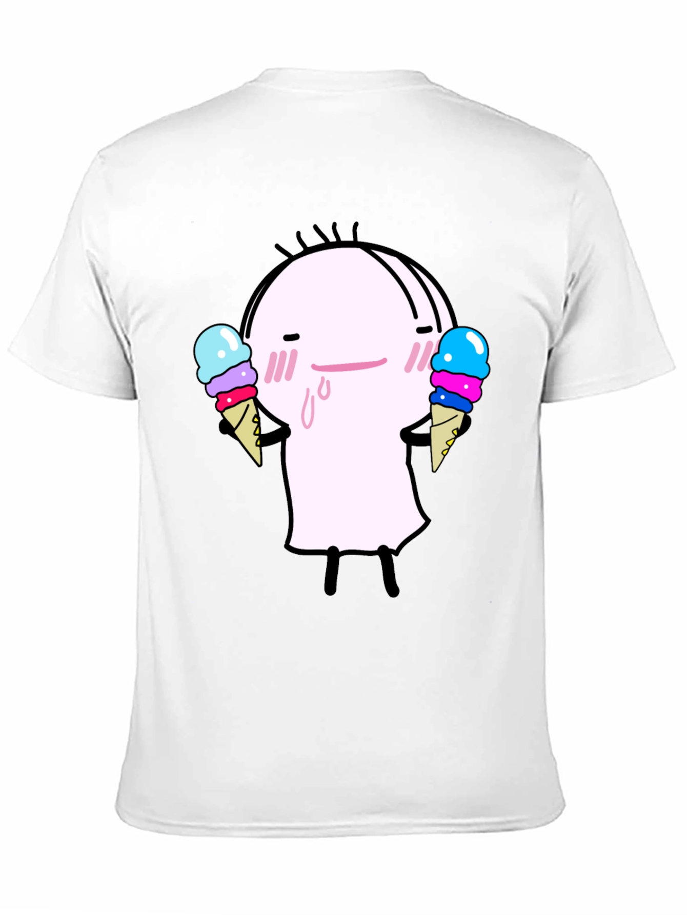 Cute Ice Cream Character Black T-Shirt