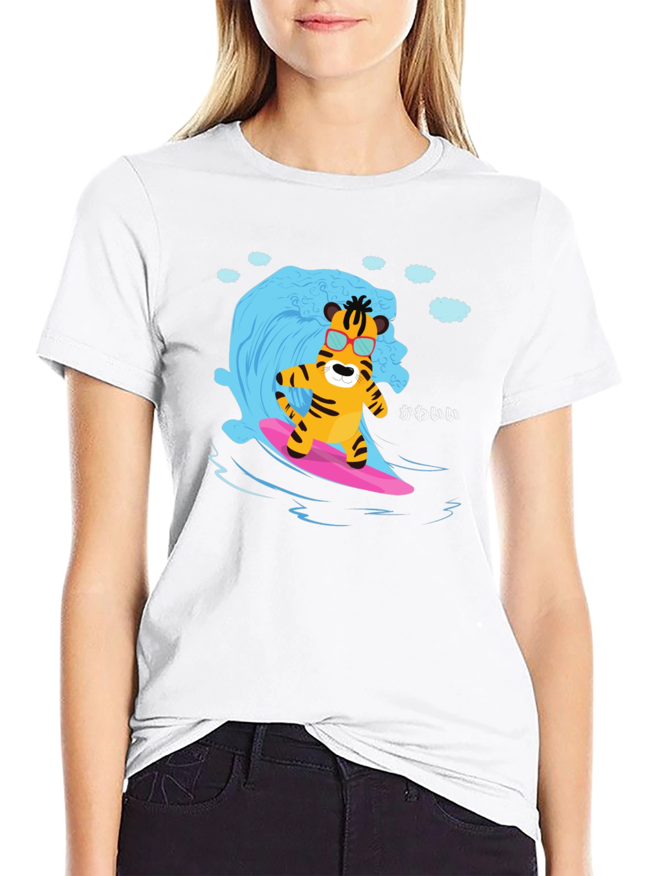 Surfing Tiger Graphic Tee - Cool & Fun Design