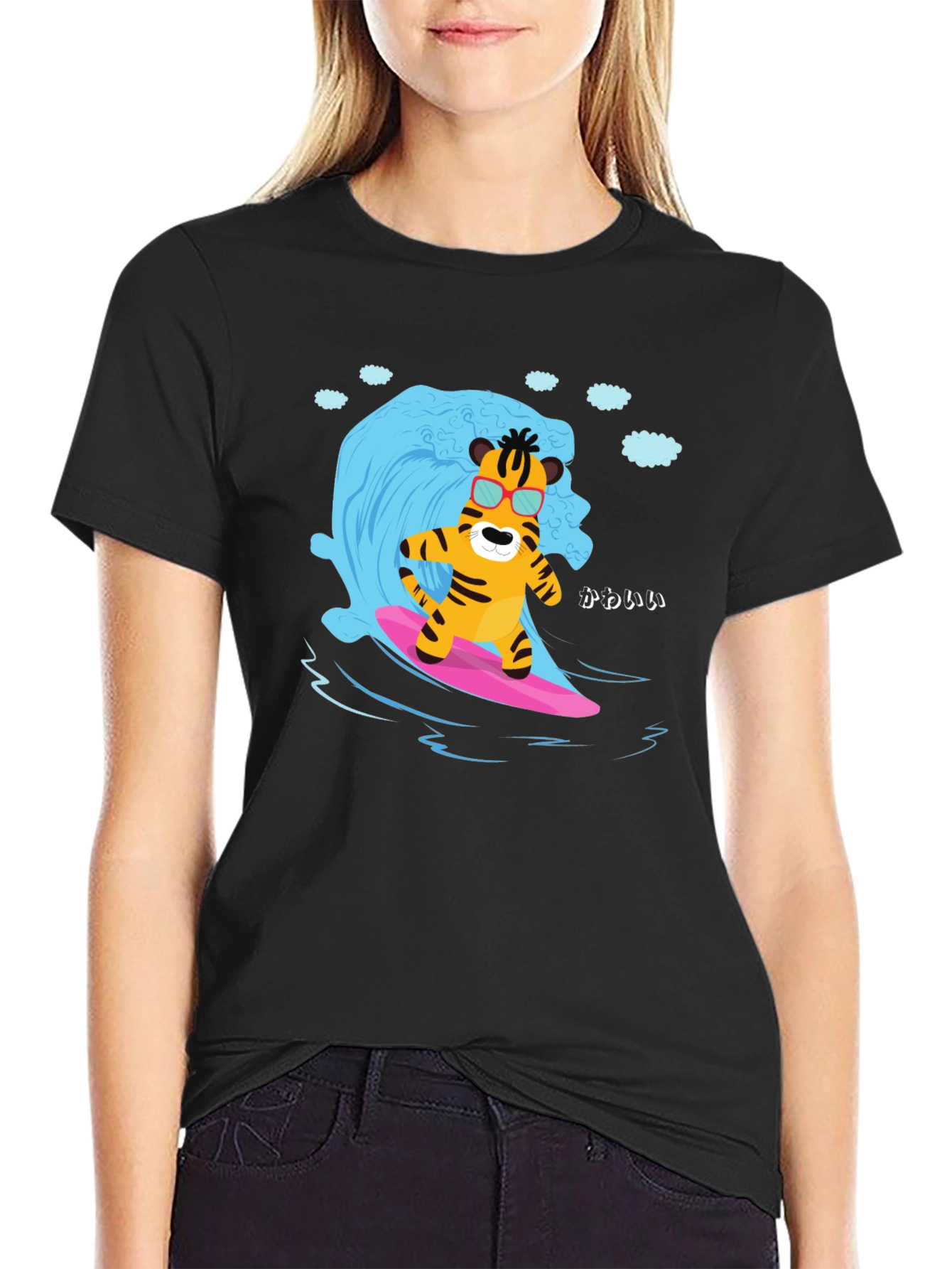 Surfing Tiger Graphic Tee - Cool & Fun Design