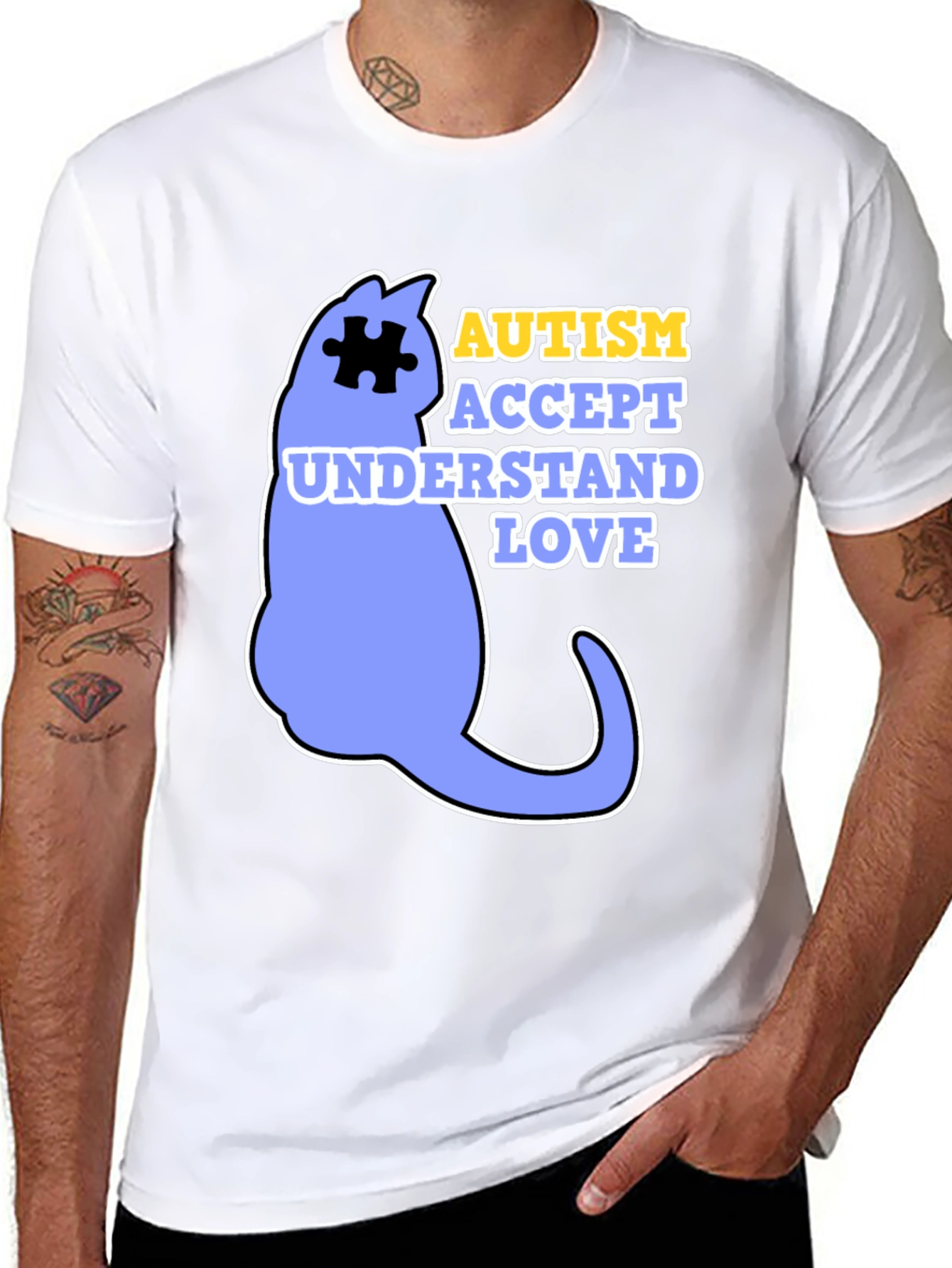 Autism Awareness Cat Graphic T-Shirt