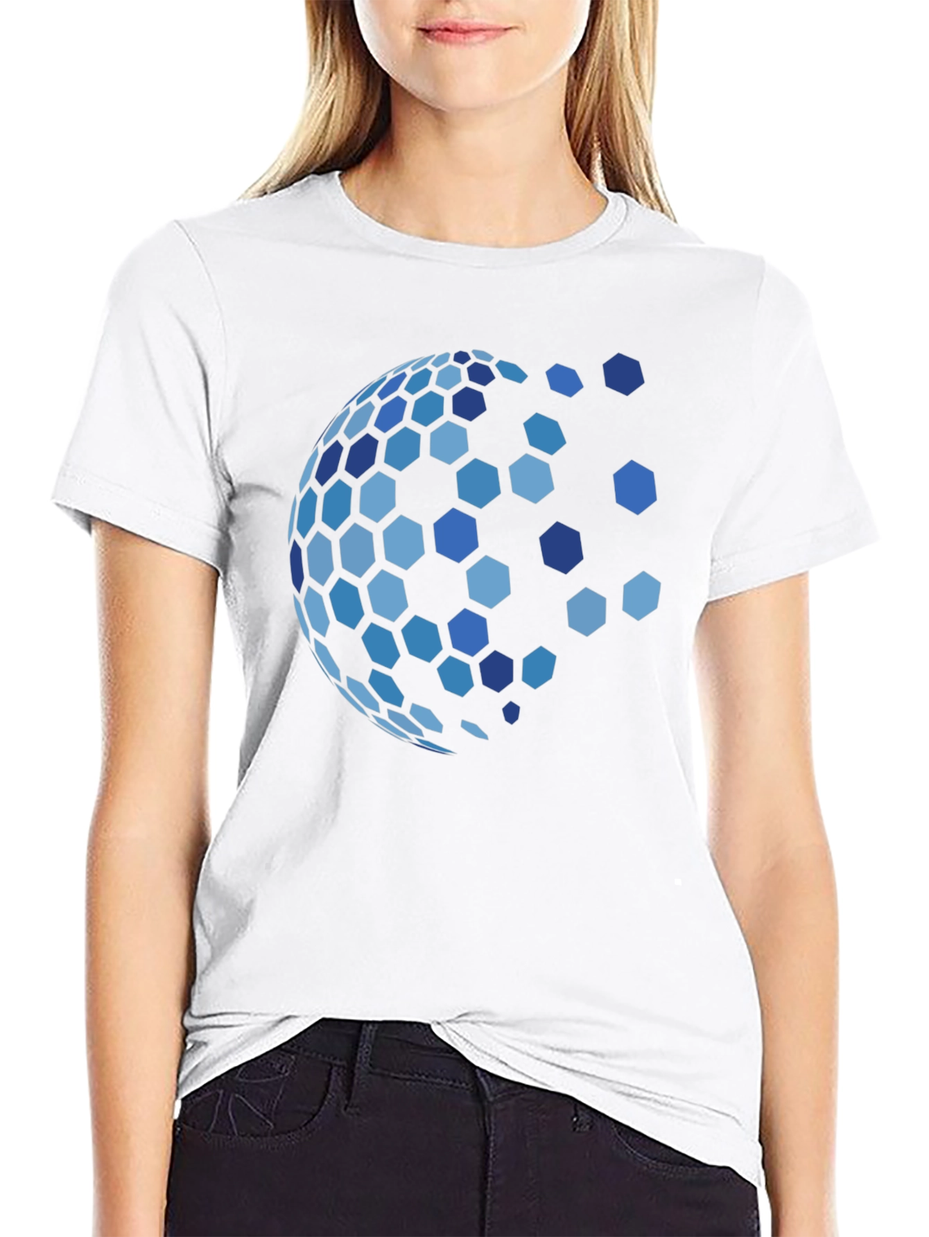 Hexagon Globe Graphic Black T-Shirt