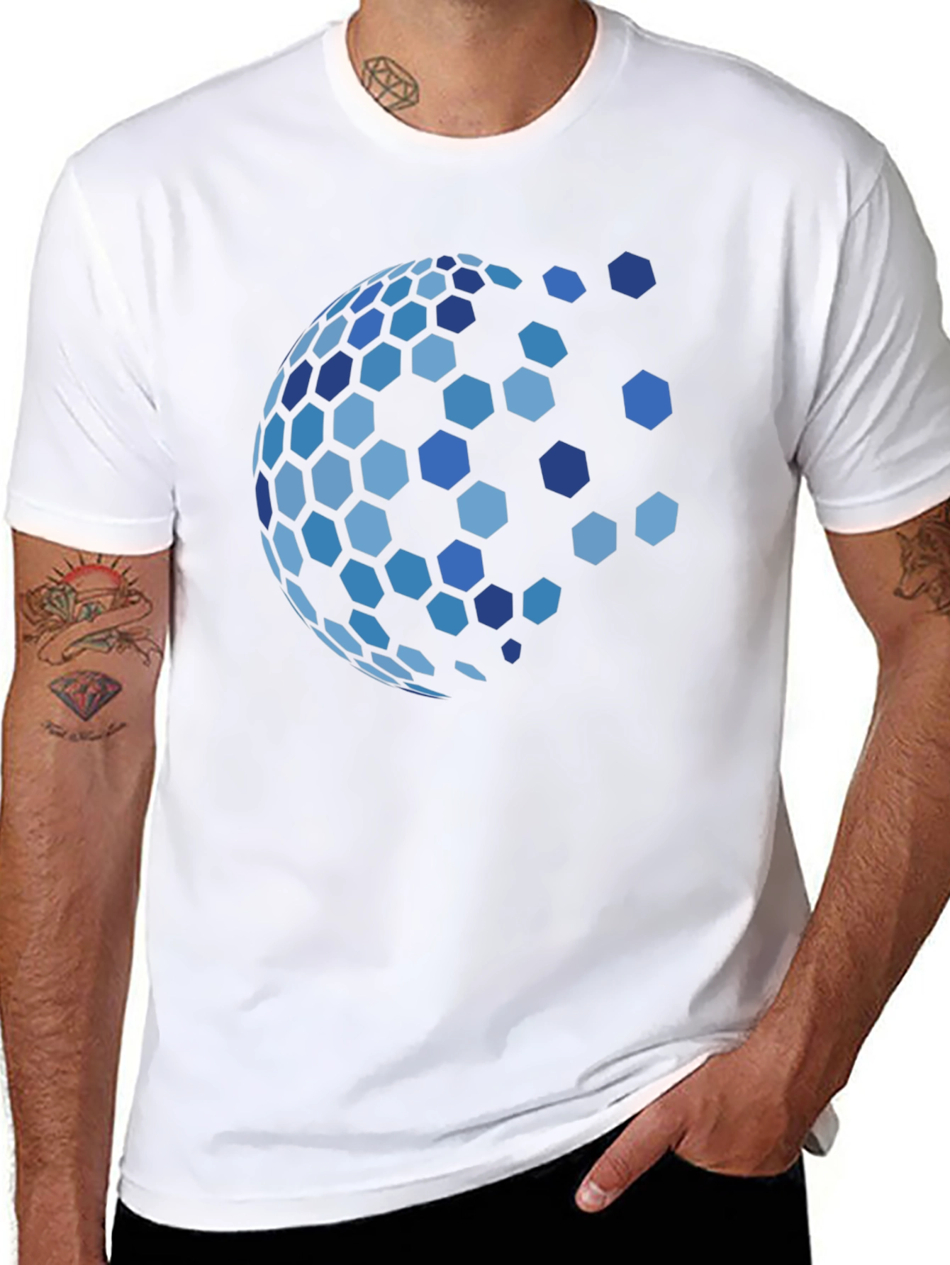 Hexagon Globe Graphic Black T-Shirt