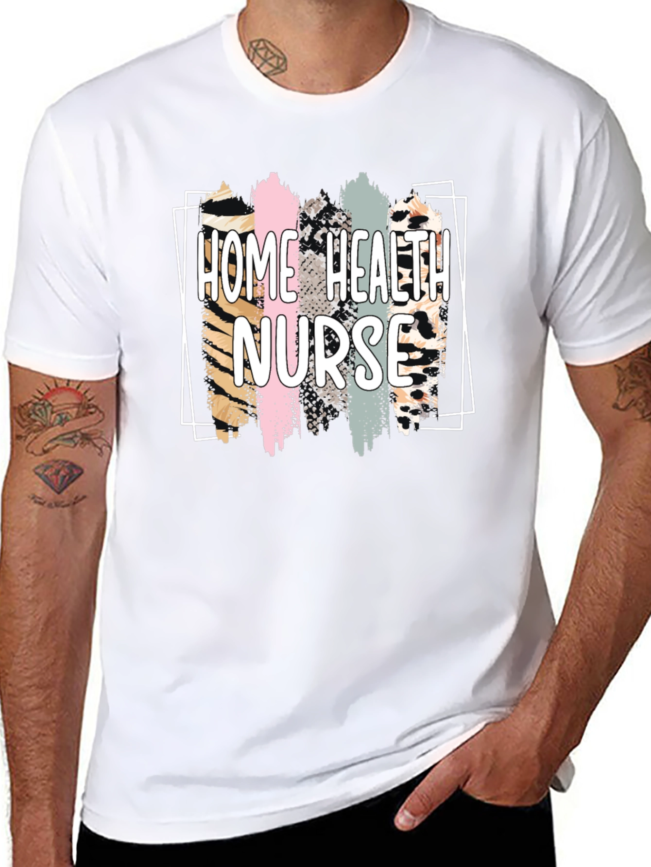 Home Health Nurse T-Shirt - Brush Stroke Design