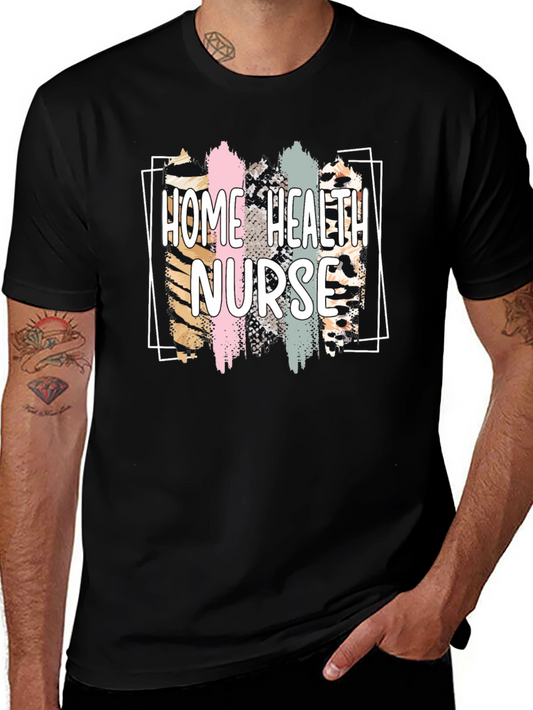 Home Health Nurse T-Shirt - Brush Stroke Design