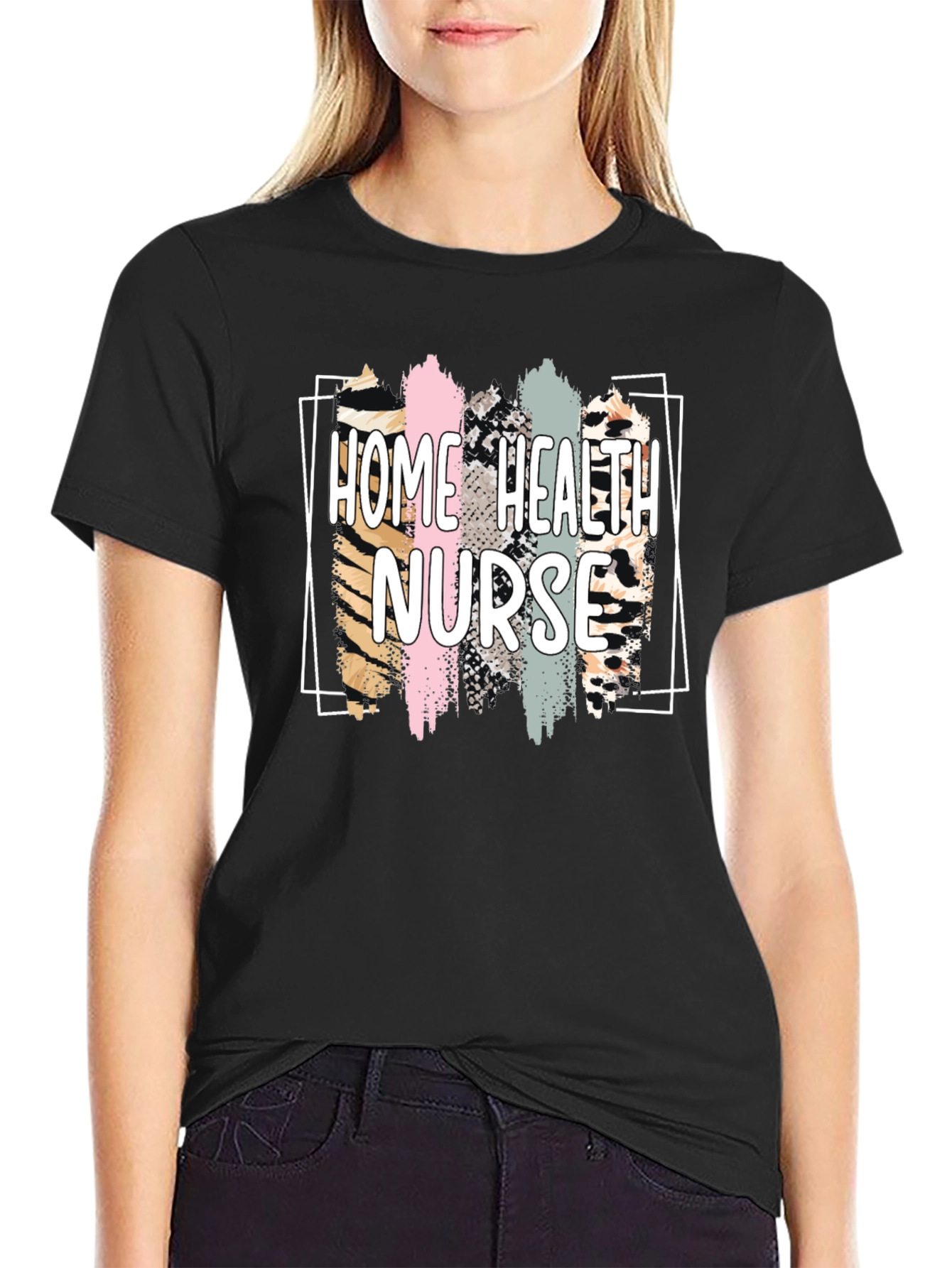 Home Health Nurse T-Shirt - Brush Stroke Design