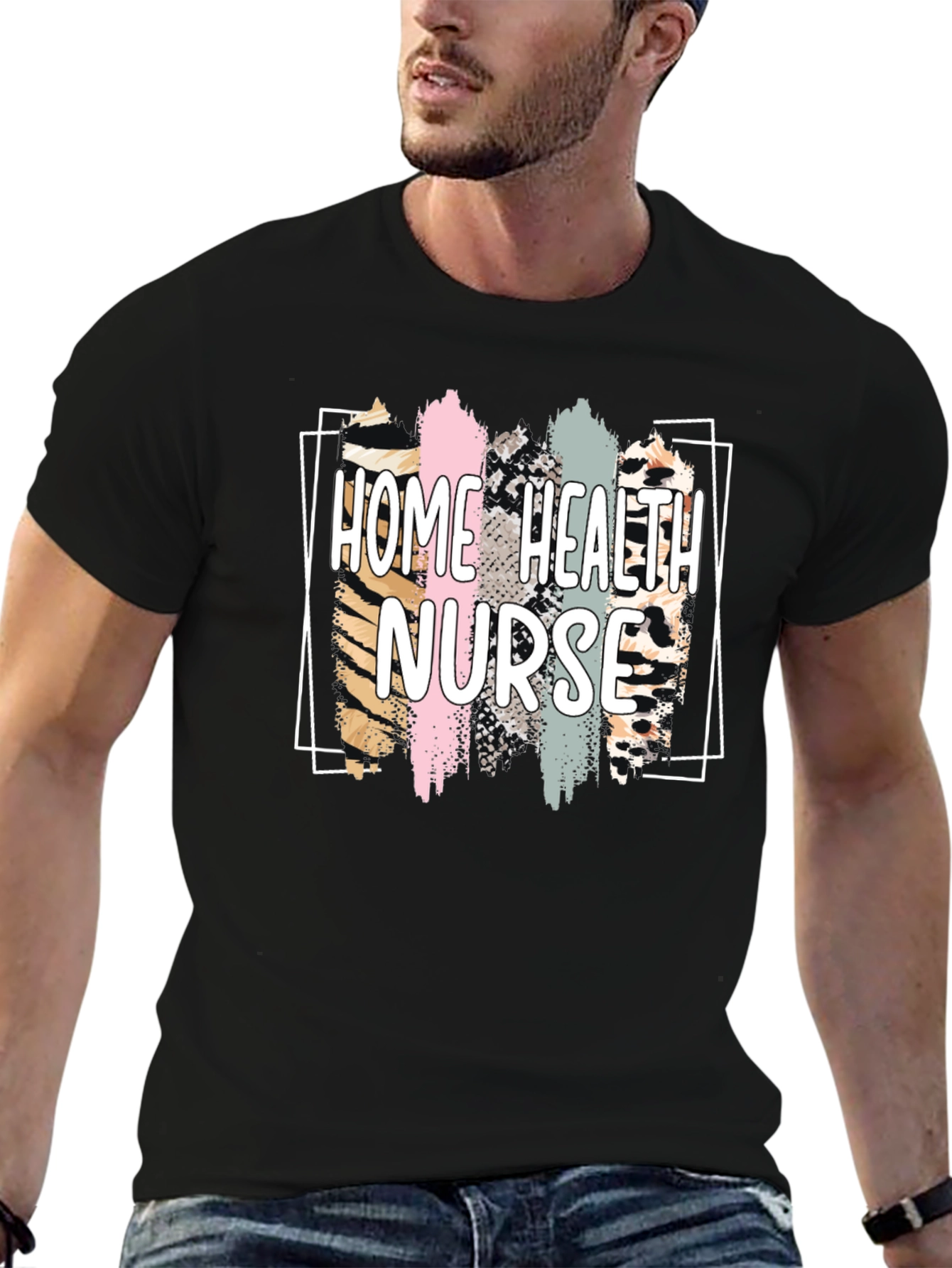 Home Health Nurse T-Shirt - Brush Stroke Design