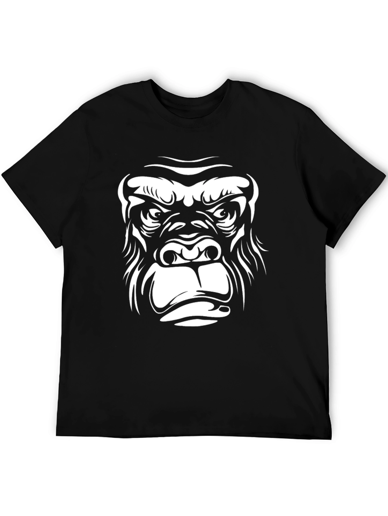 Cool Gorilla Face Graphic Black T-Shirt