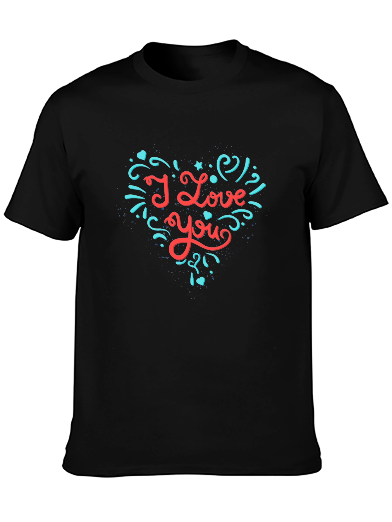 I Love You Heart Graphic Tee - Black