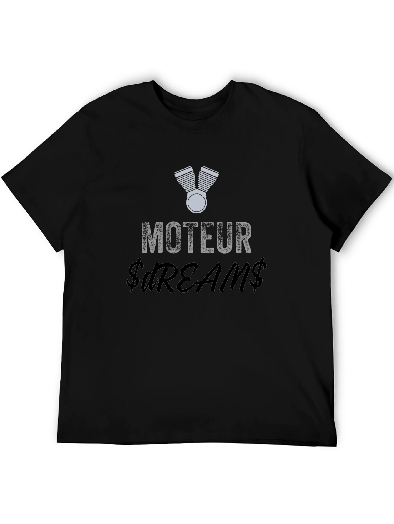 Moteur Dreams Graphic Tee - Black Cotton T-Shirt